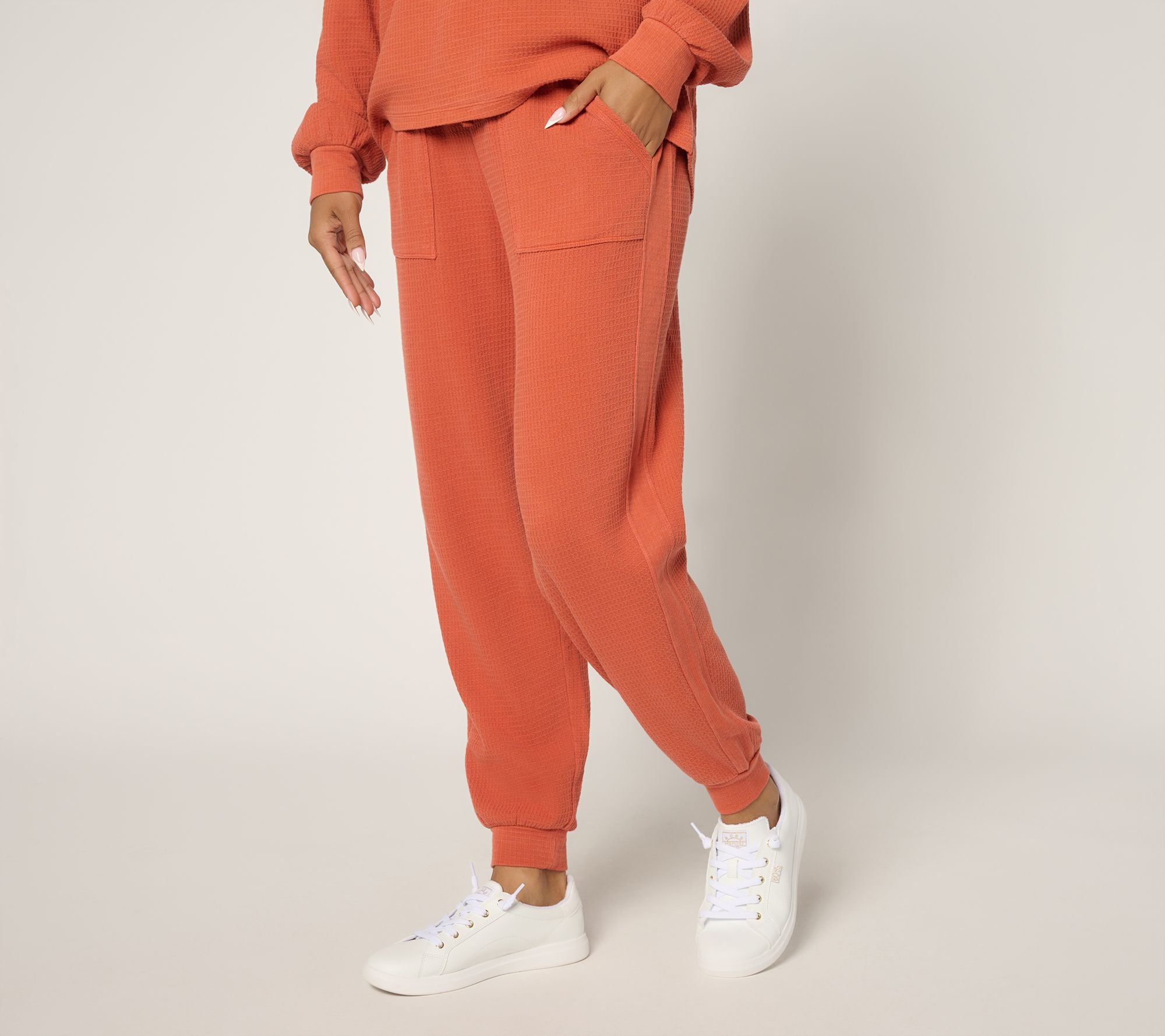 "As Is" AnyBody Reg Washed Waffle Knit Joggers