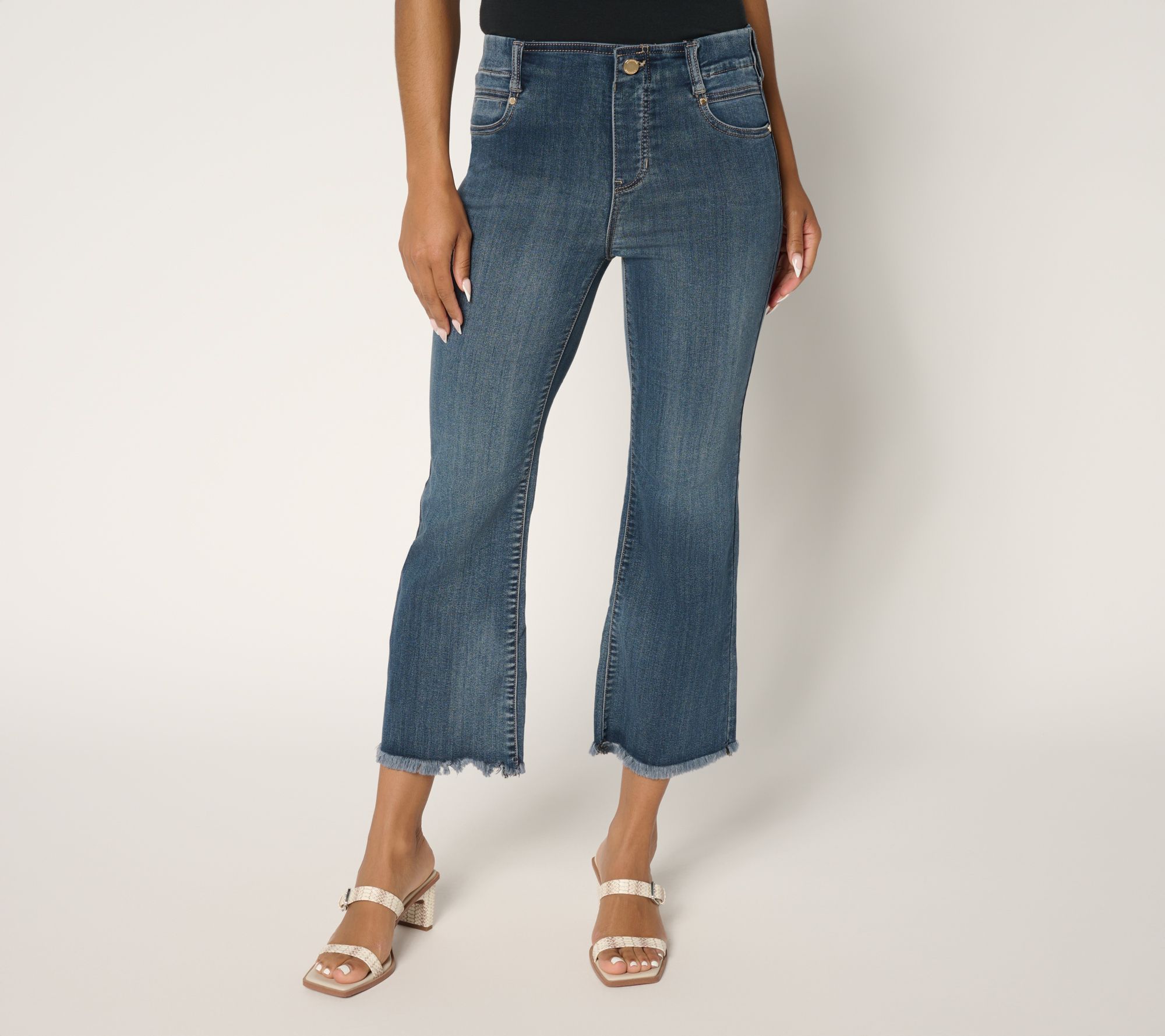 "As Is" Liverpool Los Angeles Gia Glider Crop Jean w/ Fray