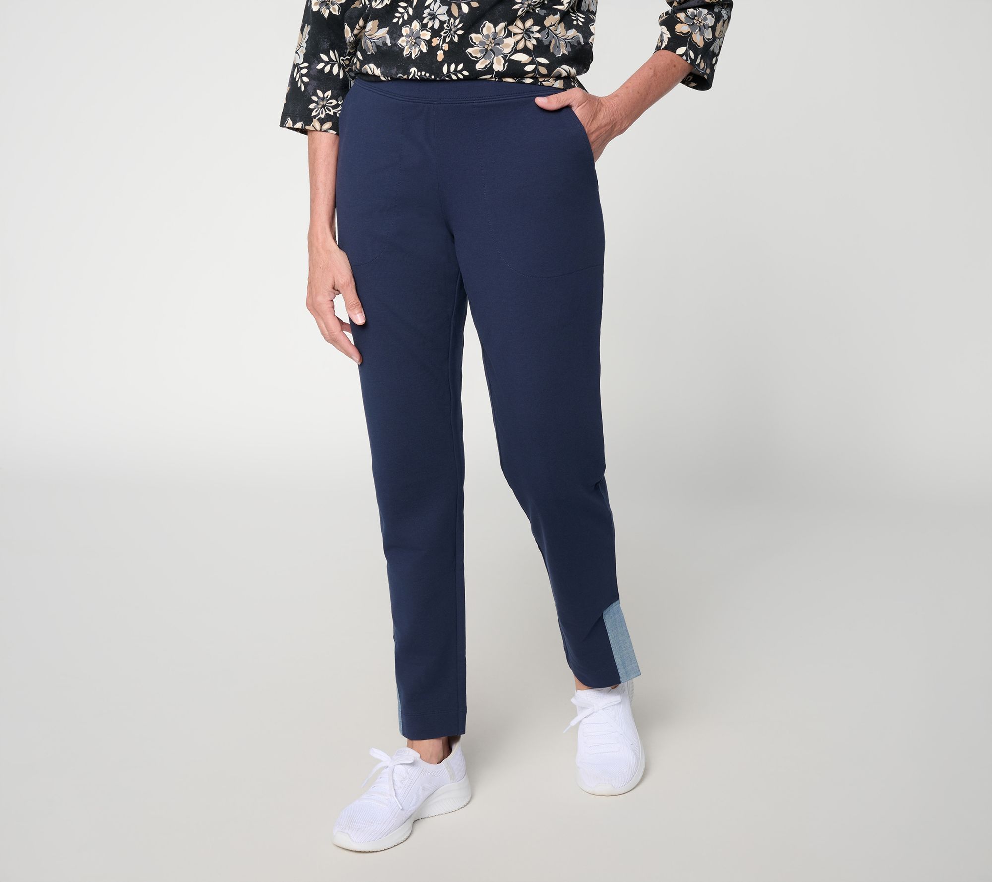  Denim & Co. Active Petite Slim Straight French Terry Pants