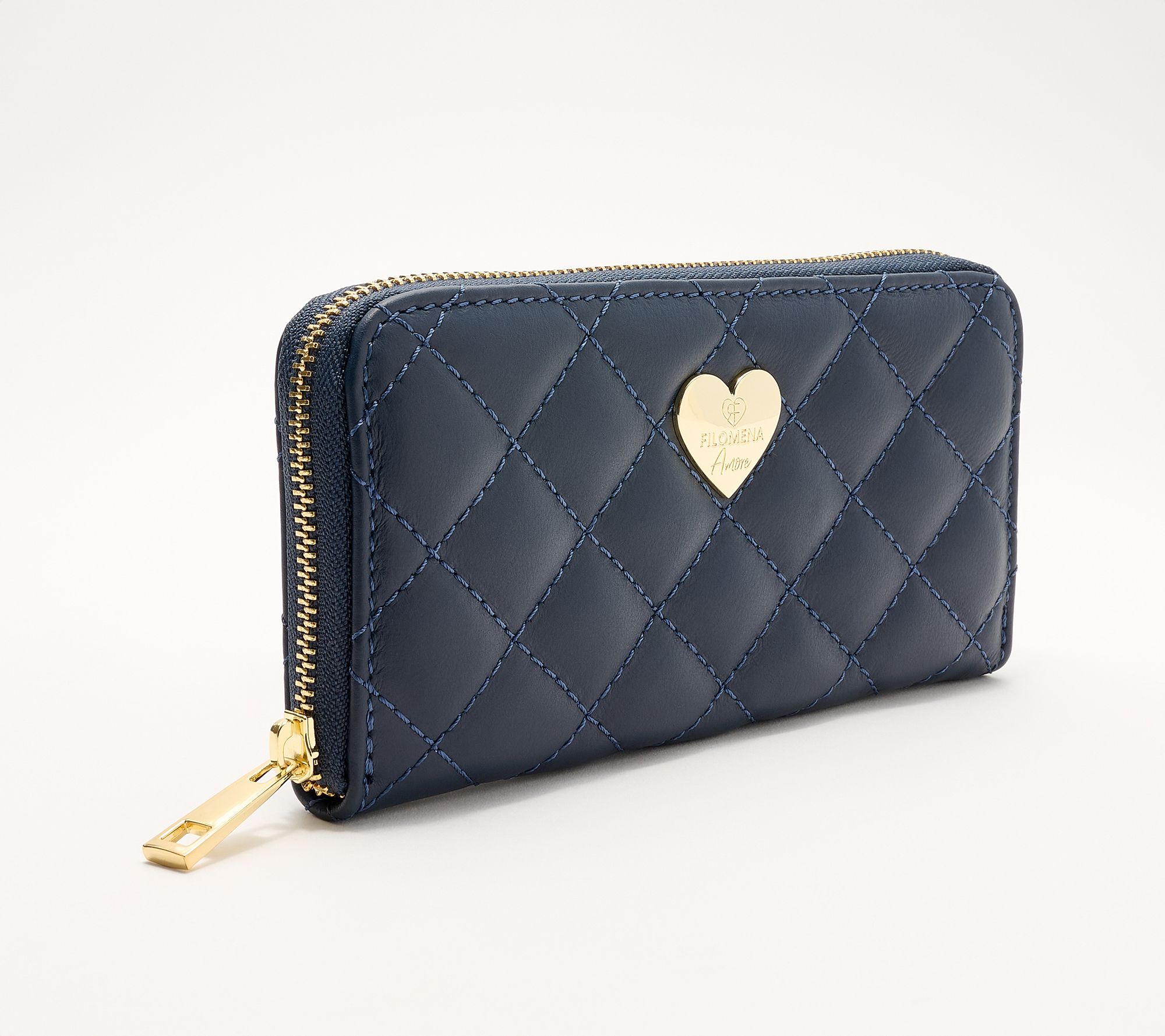 Filomena Amore Miss Duomo Quilted Leather Zip Around Wallet
