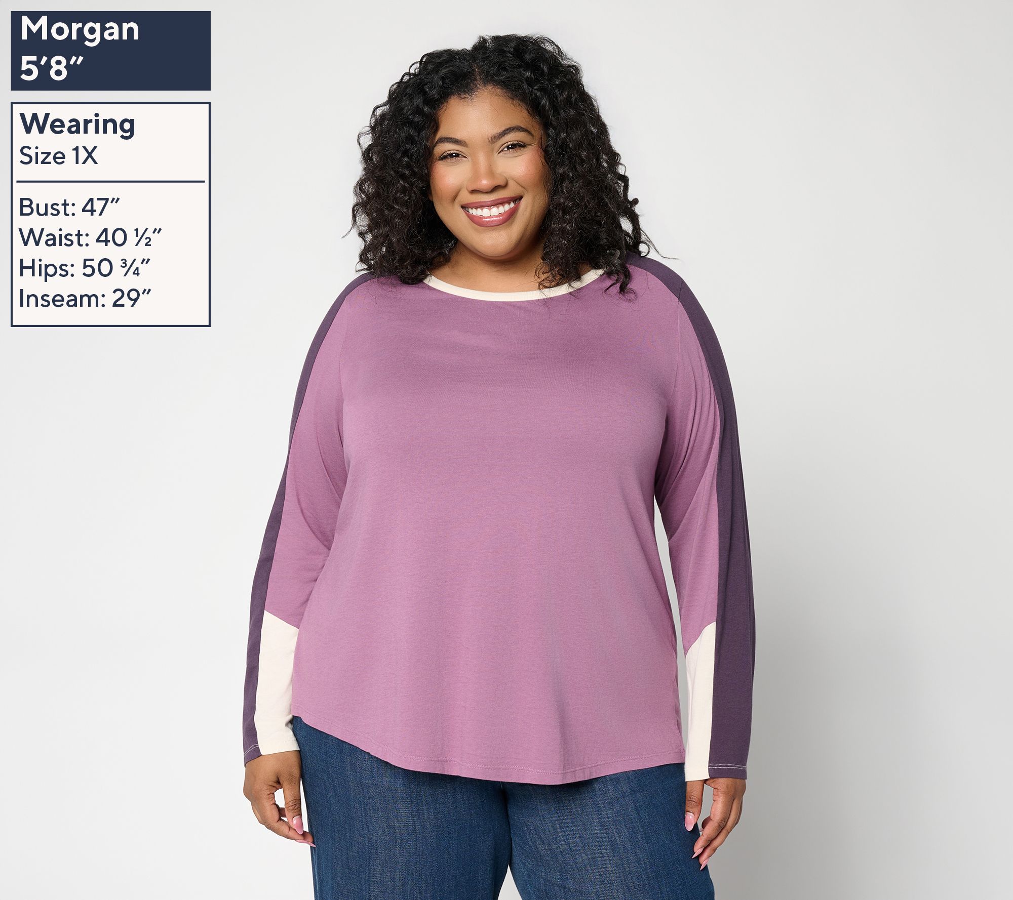 LOGO by Lori Goldstein Color Blocked Long Sleeve Knit Top | QVC