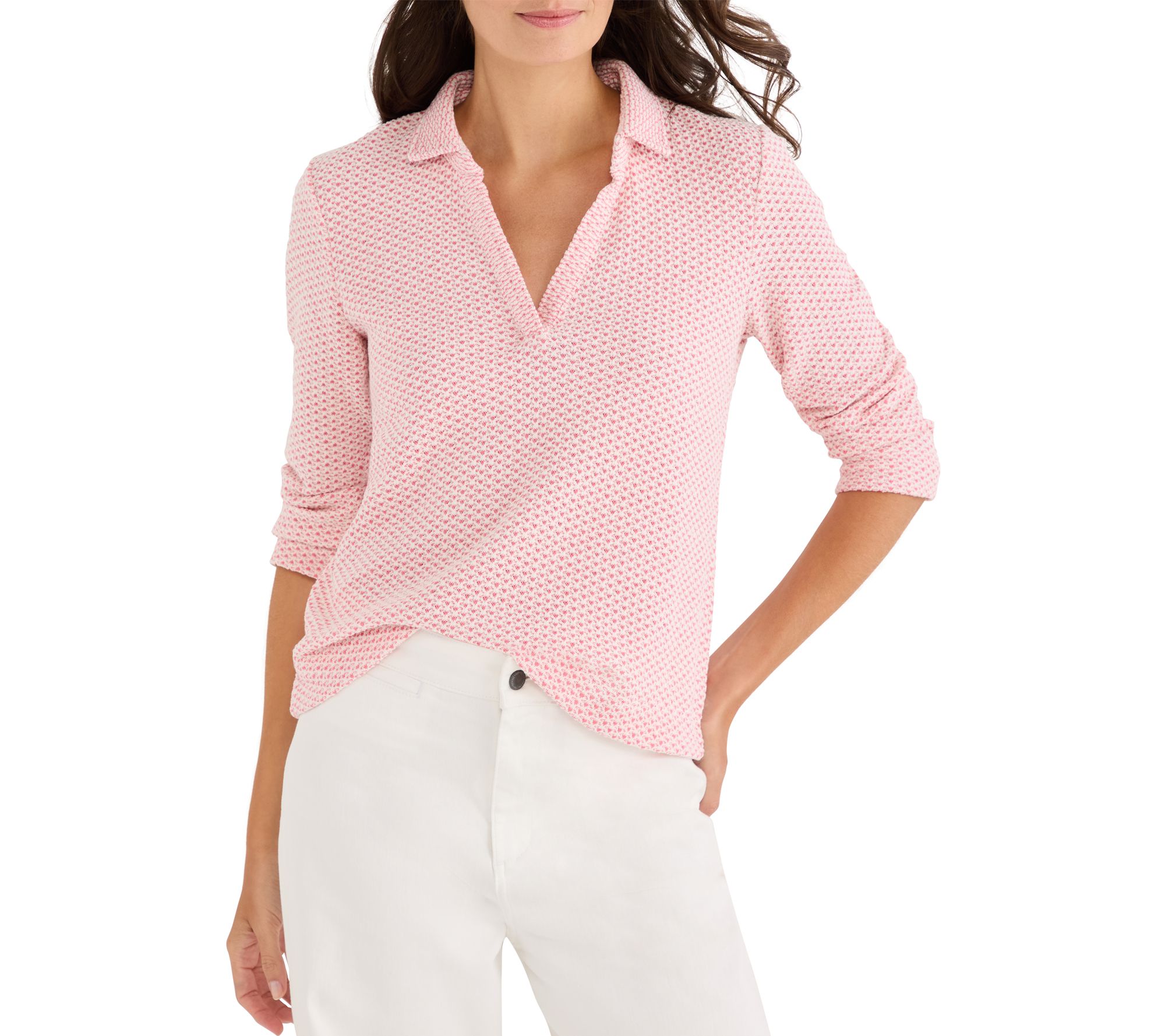 NIC+ZOE Textured Tuck Stitch Knit Polo