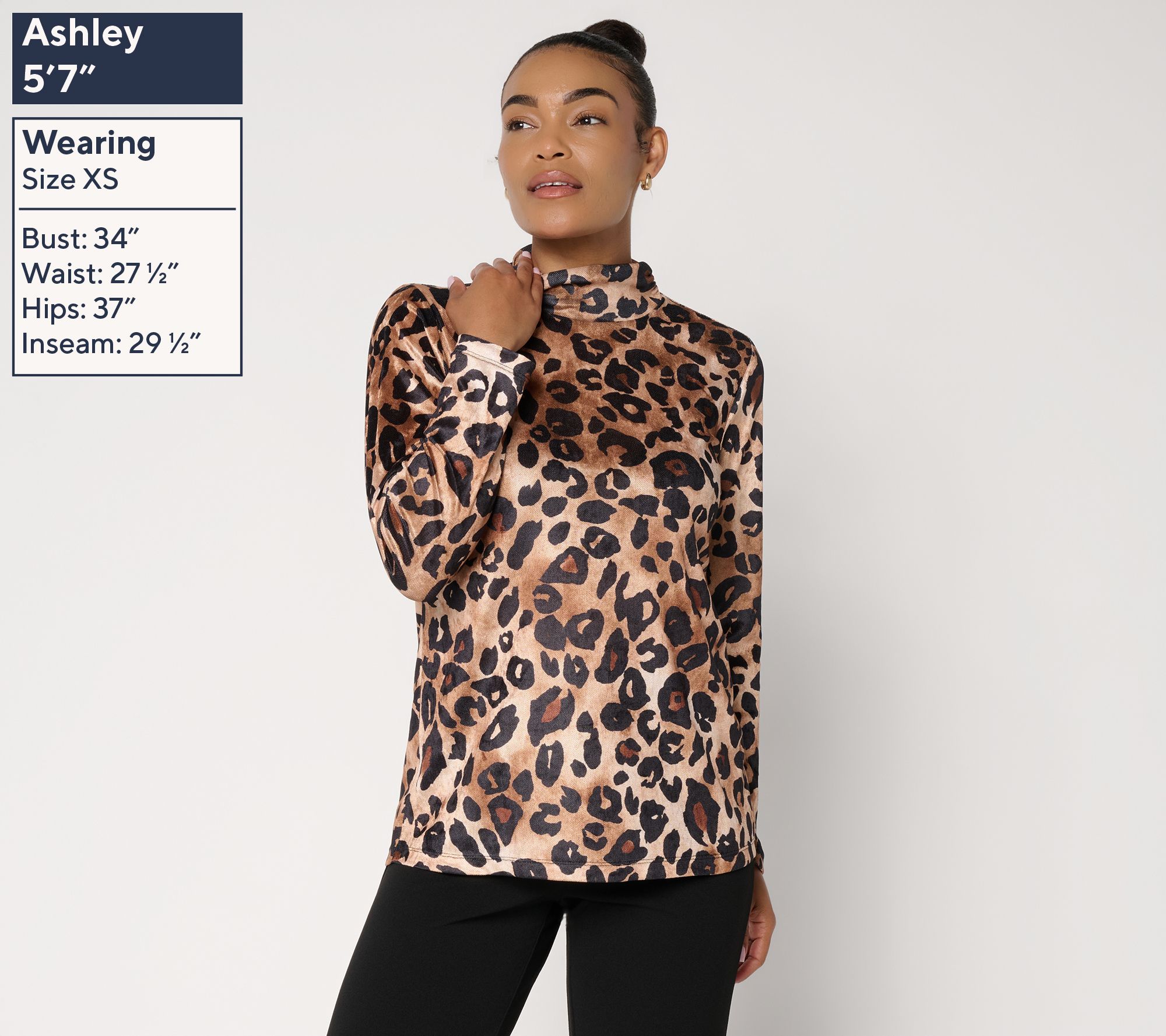 QVCジャパン Susan Graver Printed Chenille Mesh Mock Neck Top | QVC