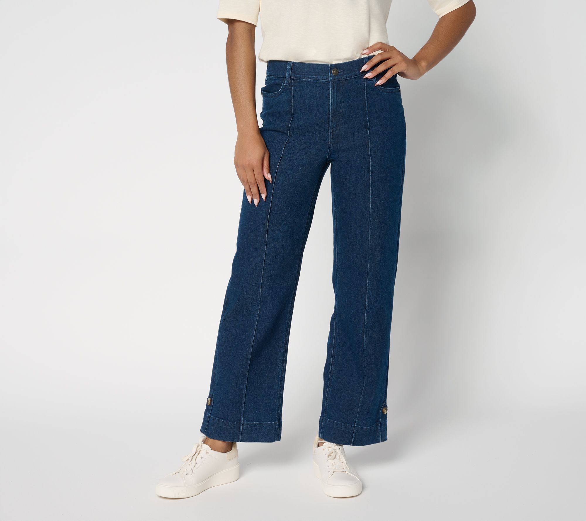 "As Is" Denim & Co. Petite Indigo Classic Stretch Full Length Jean