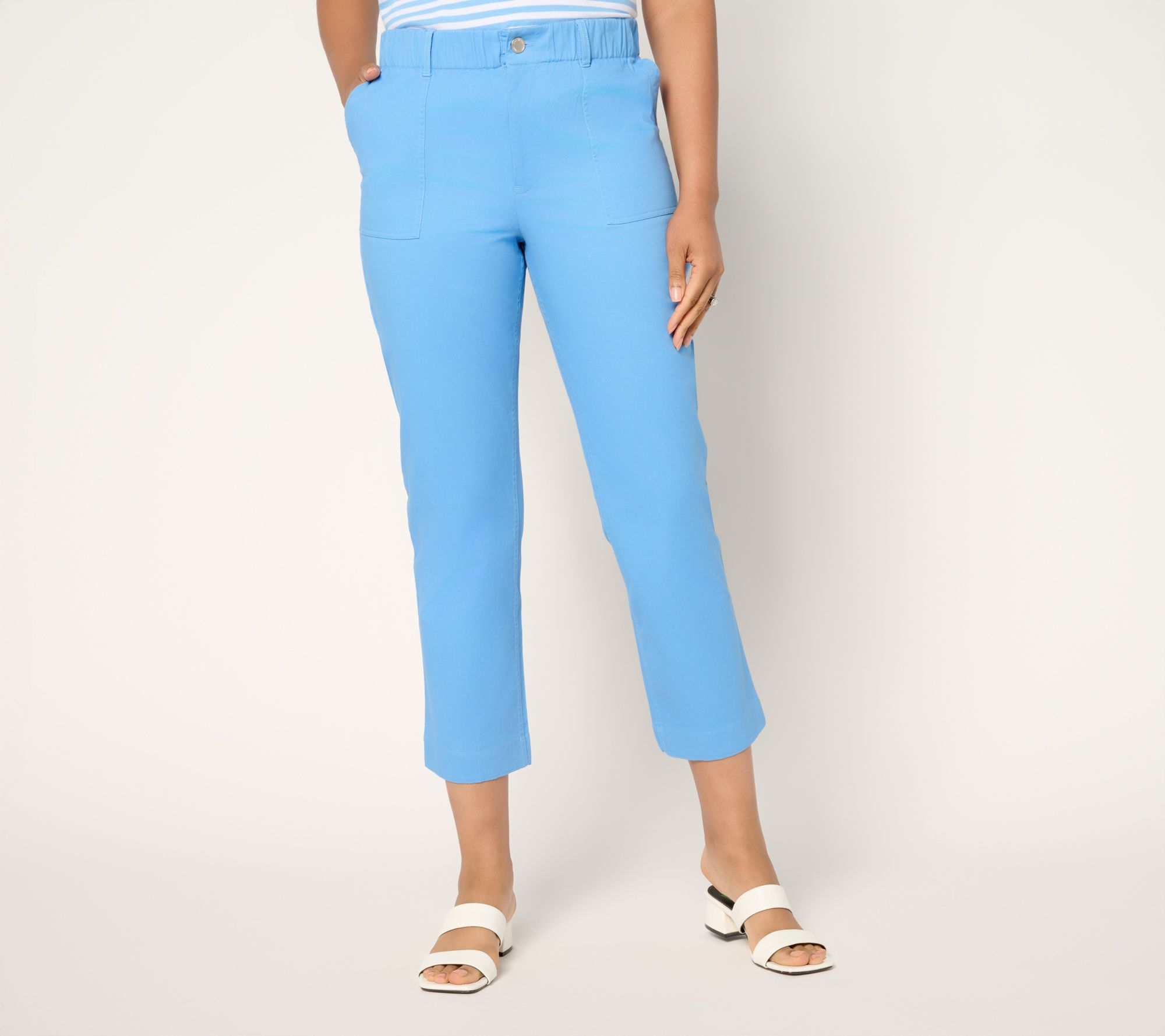 "As Is" Joan Rivers Petite Signature Twill Straight Leg Ankle Pant