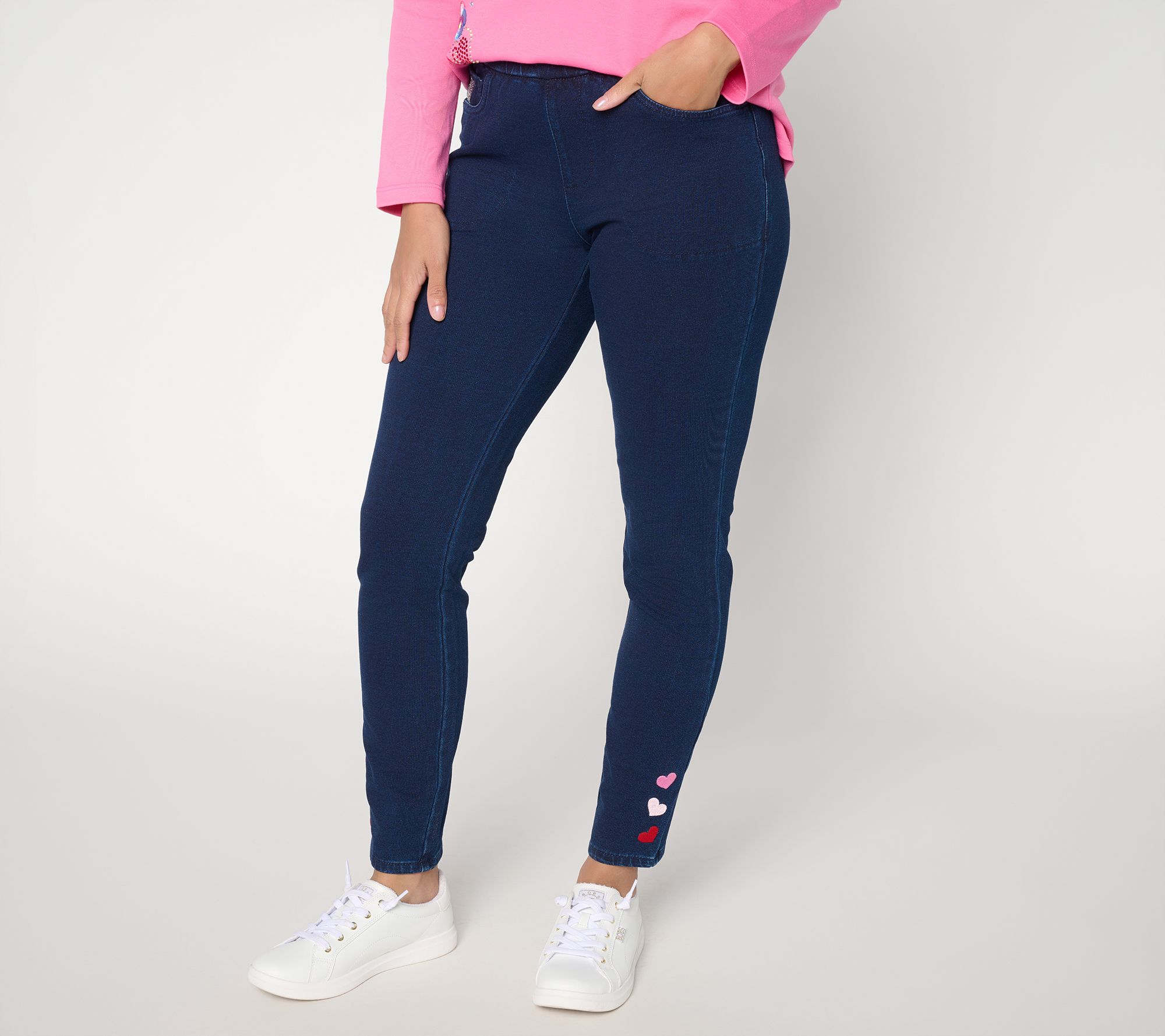 "As Is" Quacker Factory Short DreamJeannes Galentine Leggings