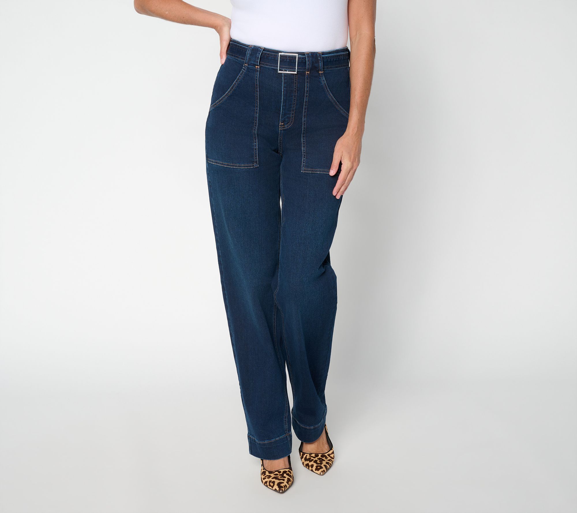 NYDJ Kasey Stovepipe w/ Long Utility Pockets & Self Belted Waist
