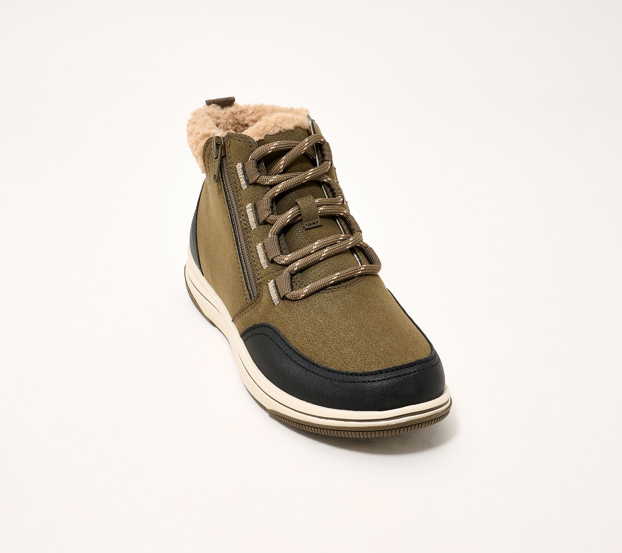 Clarks Cloudsteppers Faux Fur Lined Ankle Boots -Breeze Moss