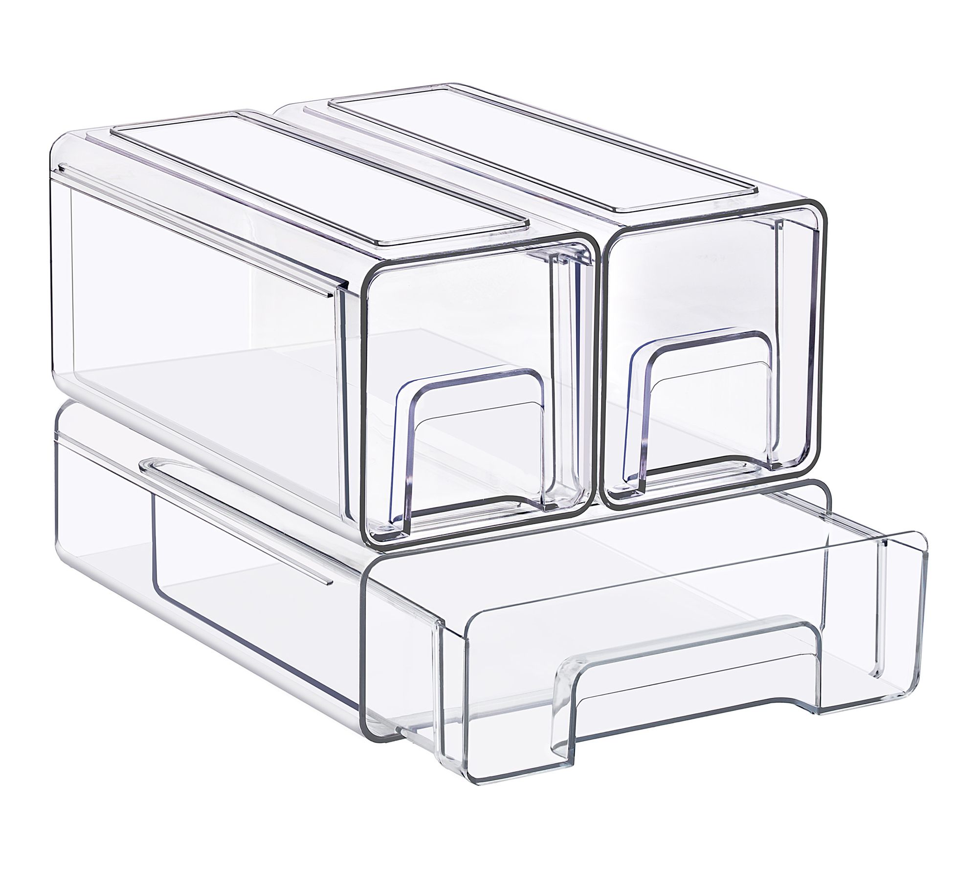 Sorbus Clear Stackable Storage Drawers with Handles - Set of 3