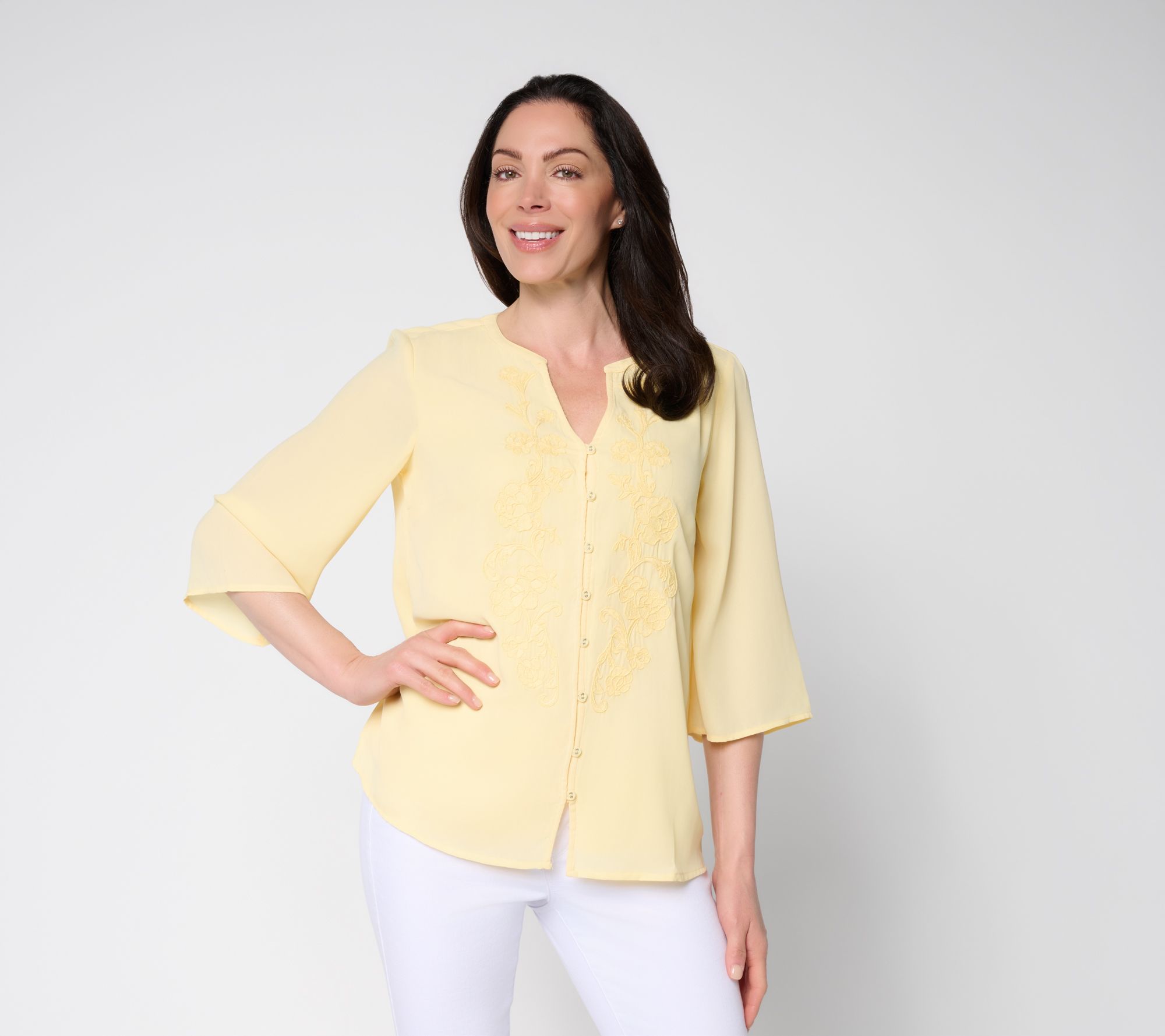 "As Is" BEAUTIFUL by Lawrence Zarian GeorgetteBlouse with Embroidery