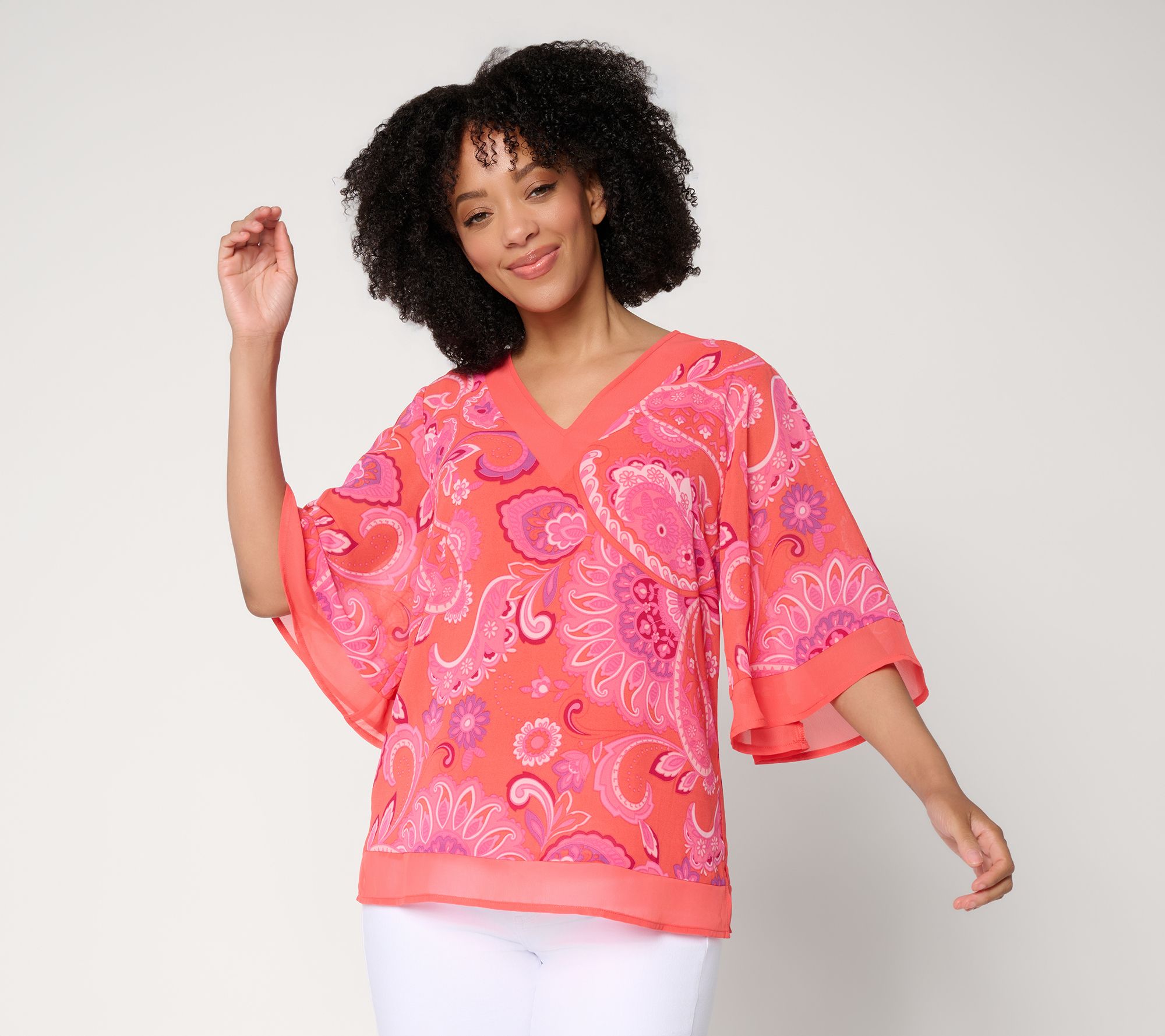 "As Is" Belle by Kim Gravel Mediterranean Mosaic Drama Sleeve Blouse