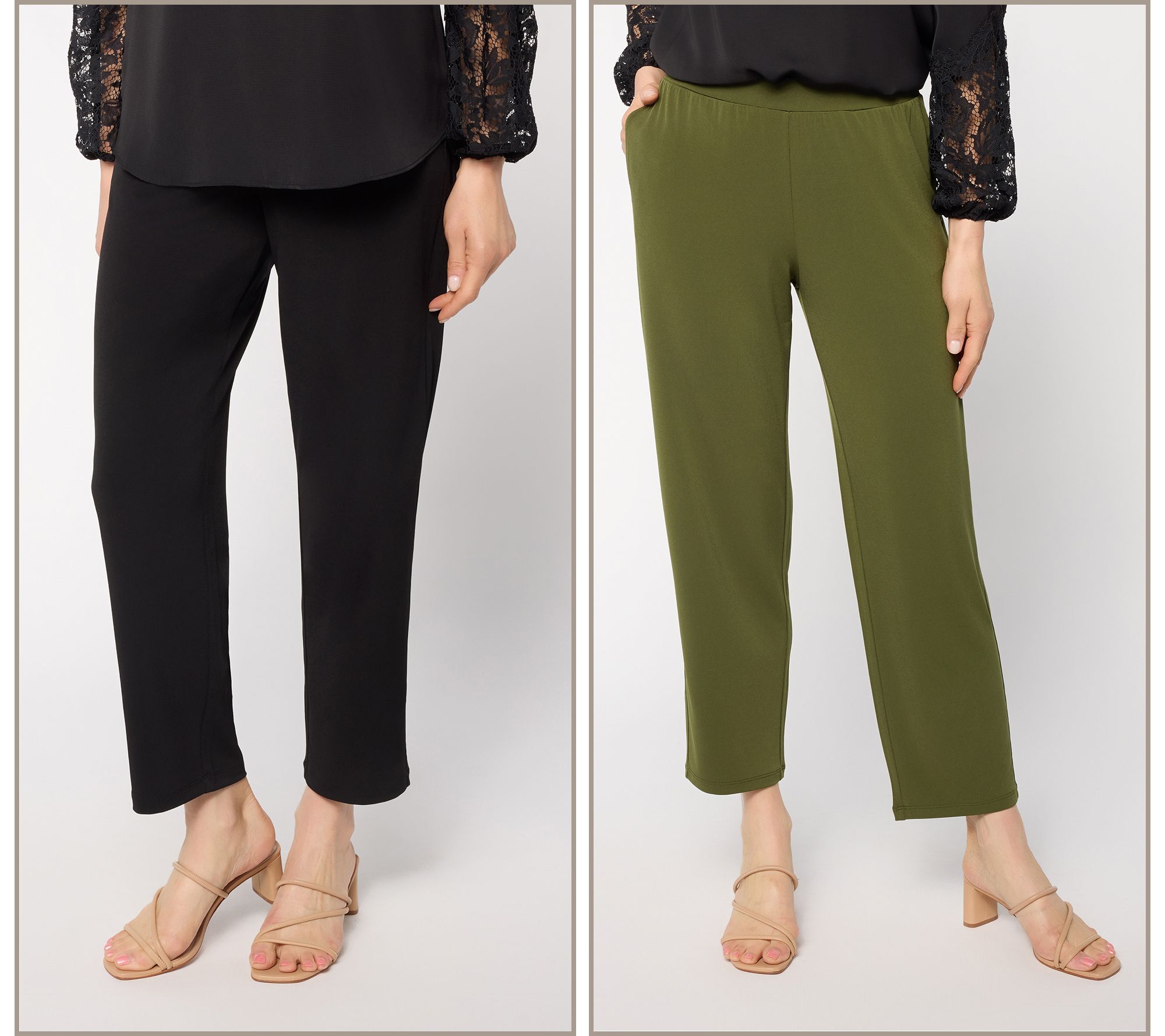  "As Is" Susan Graver Essenitals S/2 Liquid Knit Ankle Pants