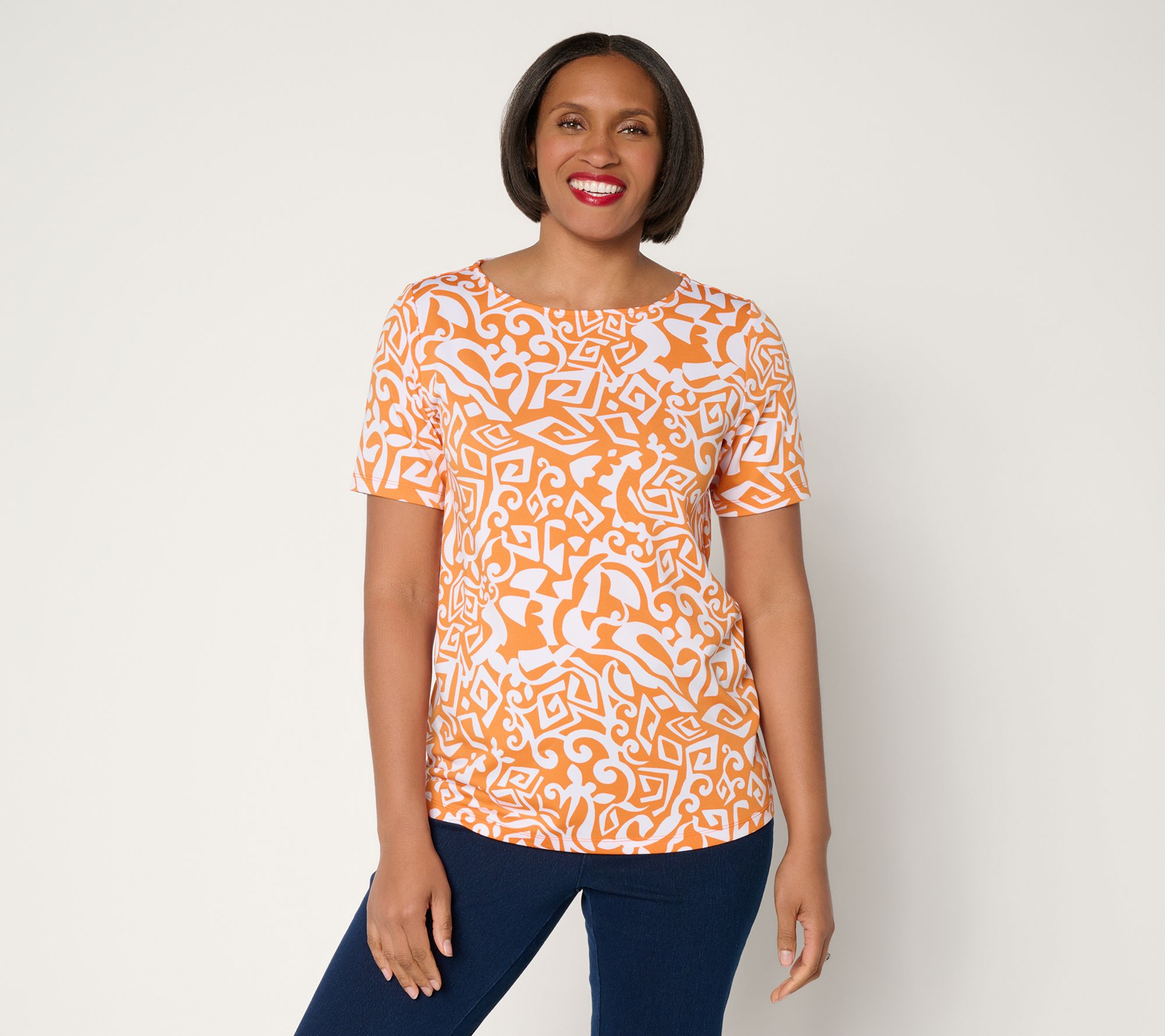 "As Is" Susan Graver Printed Butterknit Bateau Neck Top