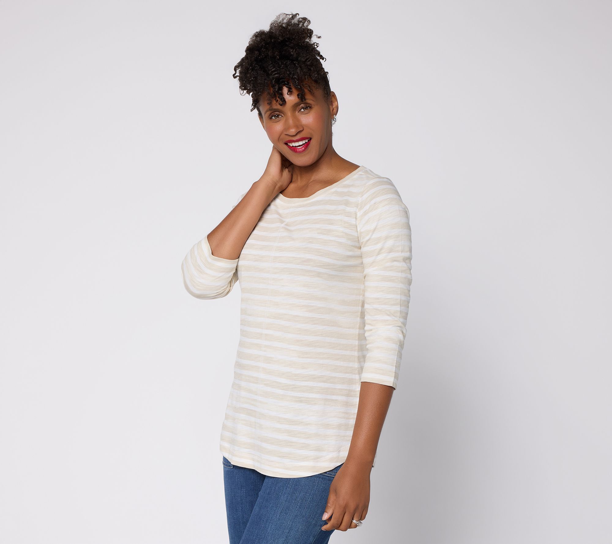 "As Is" Liberty Belles by Kim Gravel The Stripe is Right Center Seam Top