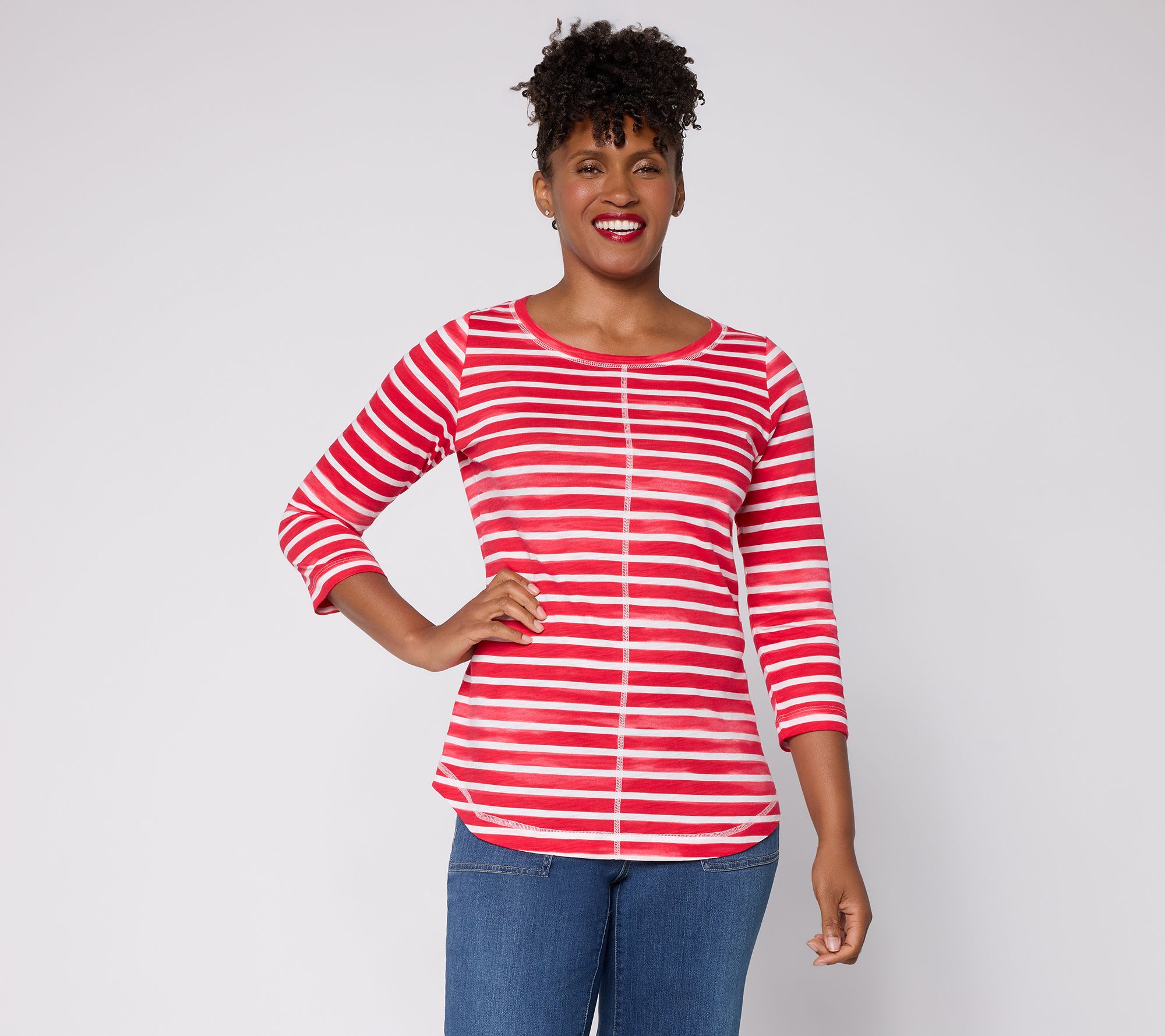 "As Is" Liberty Belles by Kim Gravel The Stripe is Right Center Seam Top