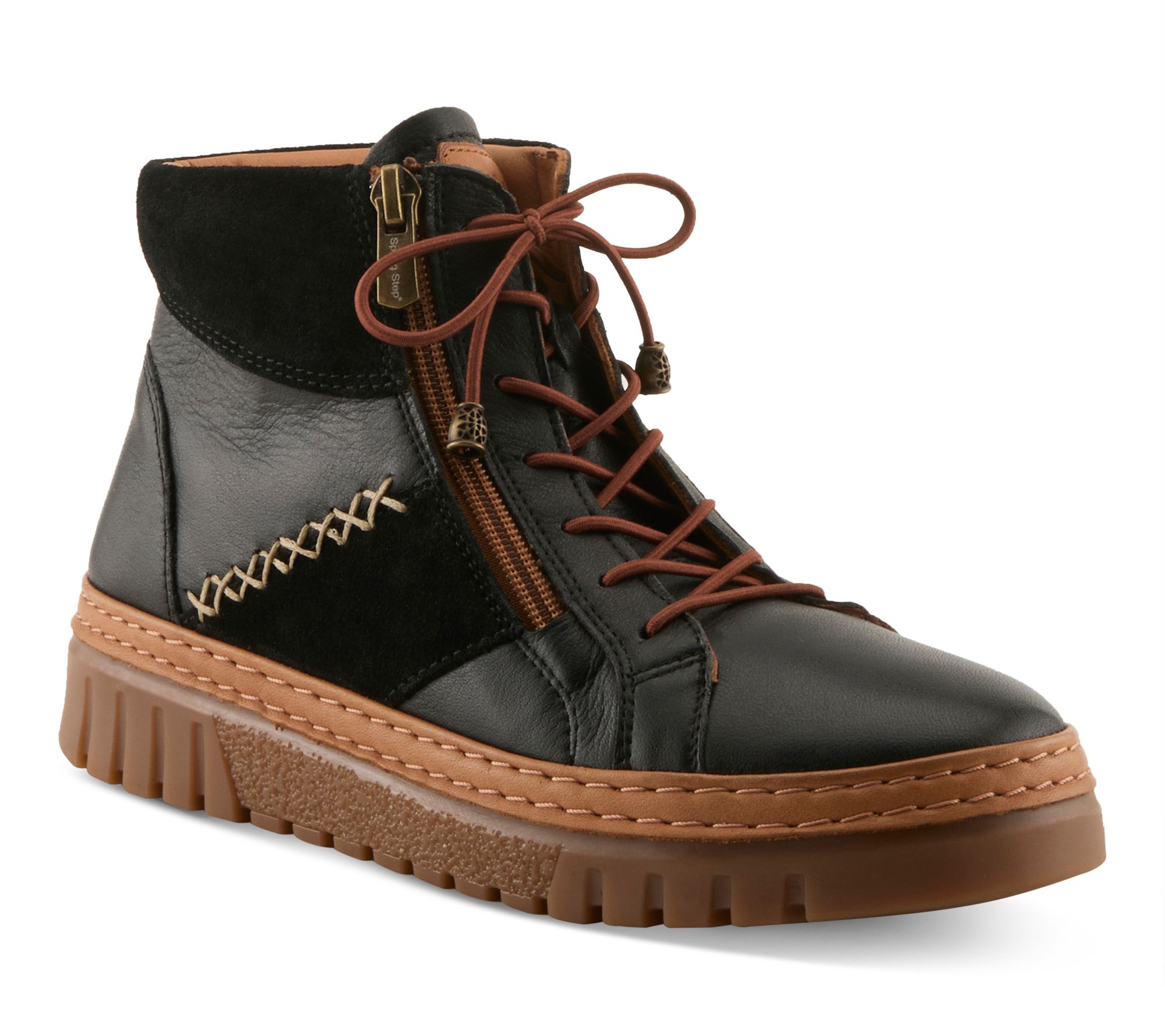  Spring Step Leather Ankle Boots - MixMod