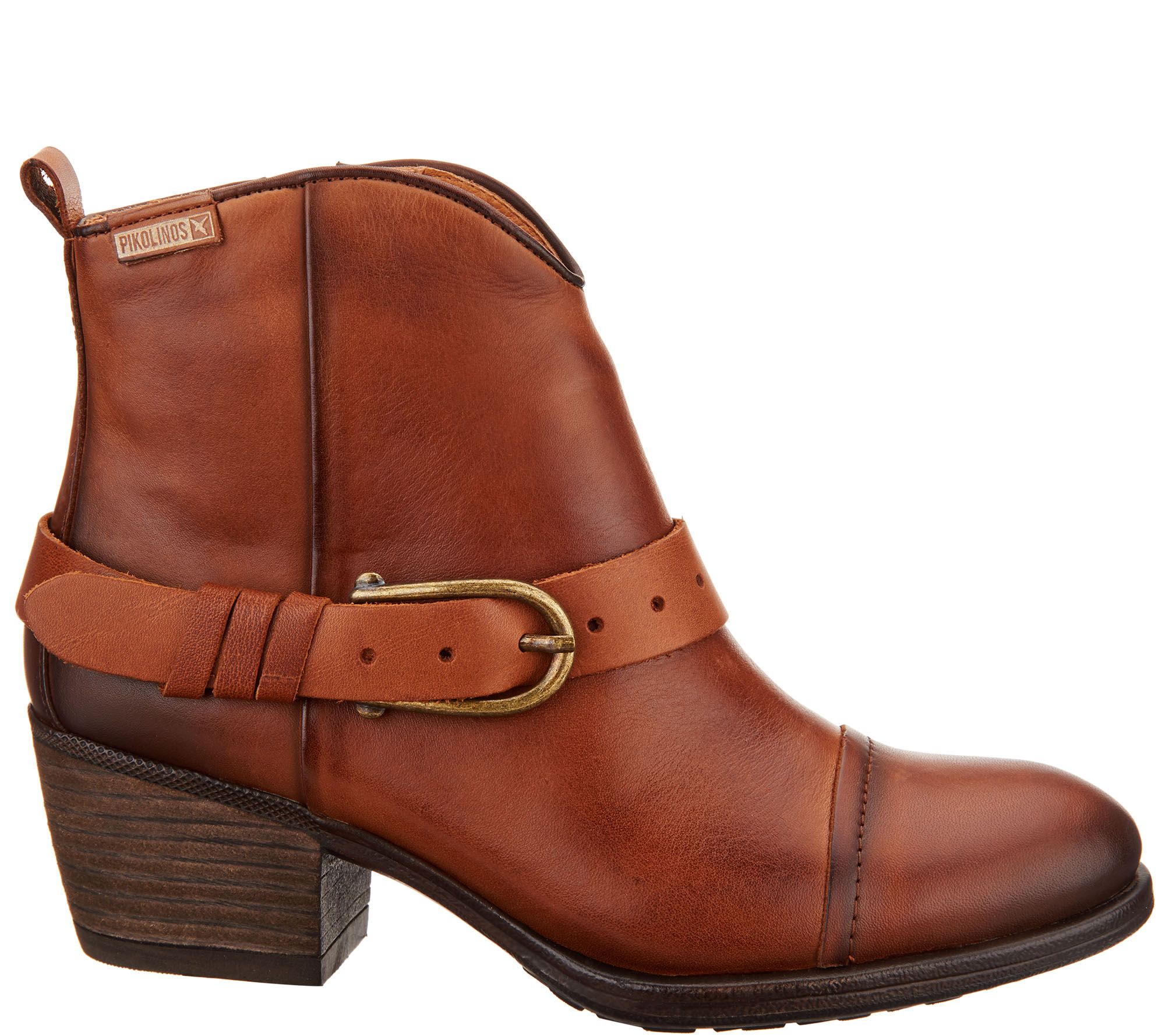 Pikolinos Leather Buckle Ankle Boots - Baqueria - QVC.com