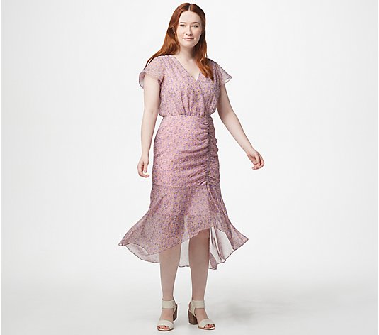Sam Edelman Printed Ruched Midi Dress
