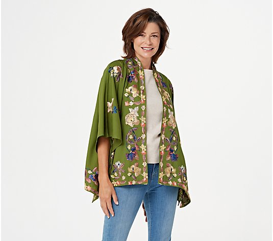 Tolani Collection Embroidered Floral Print Wrap