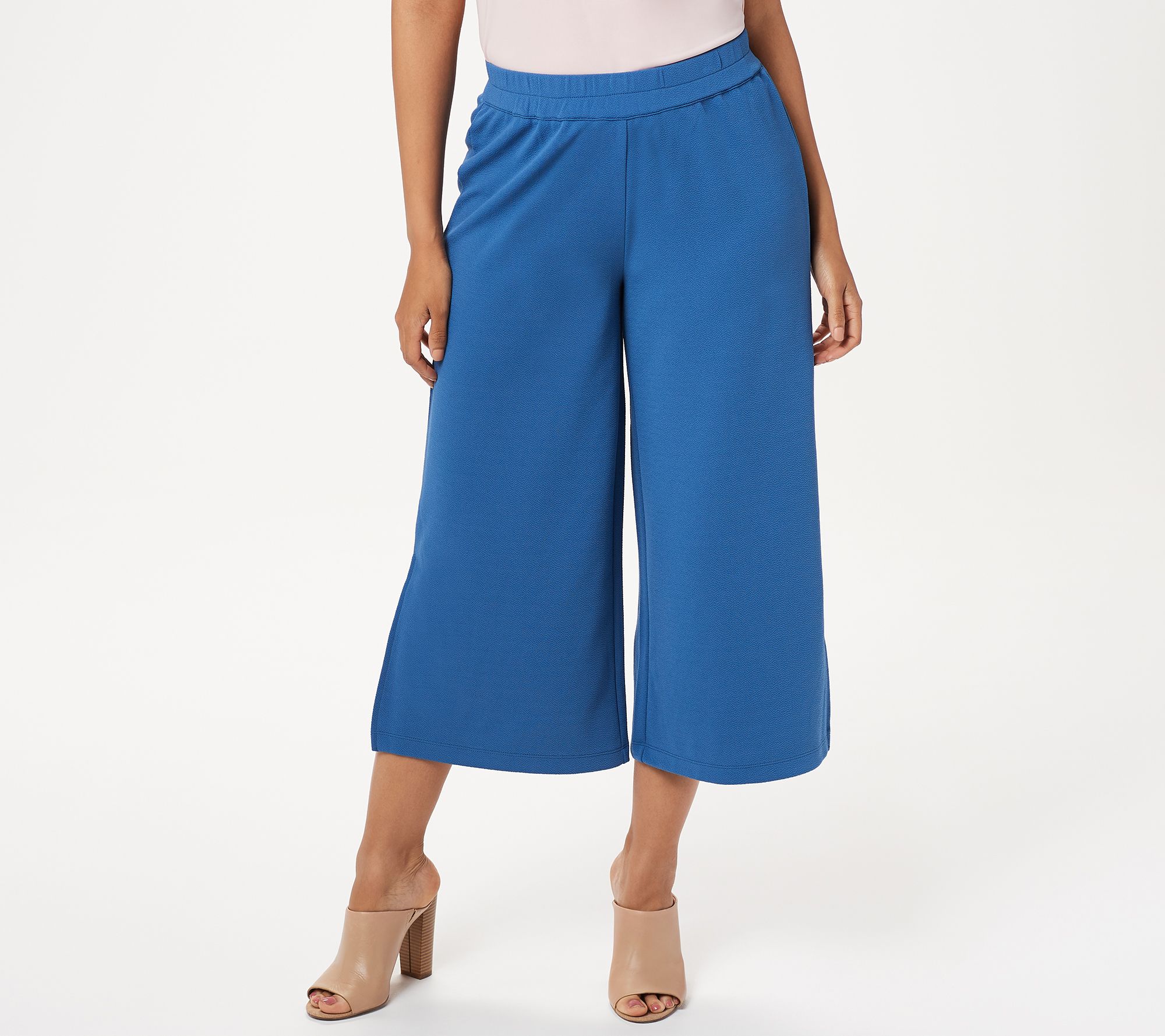 As Is Joan Rivers Petite Length Textured Knit Pull On Gaucho Pants QVC