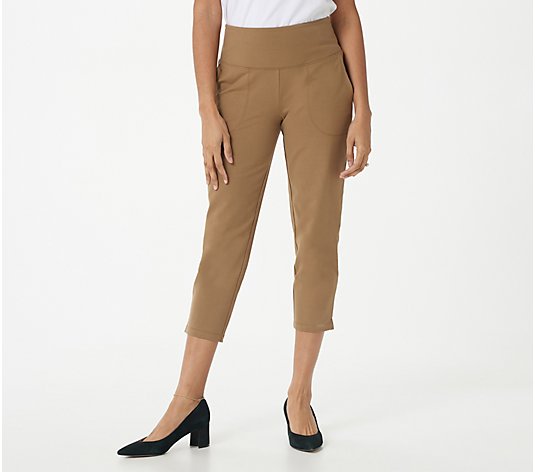 Women with Control Regular Tummy Control Crop Pants with Pockets
