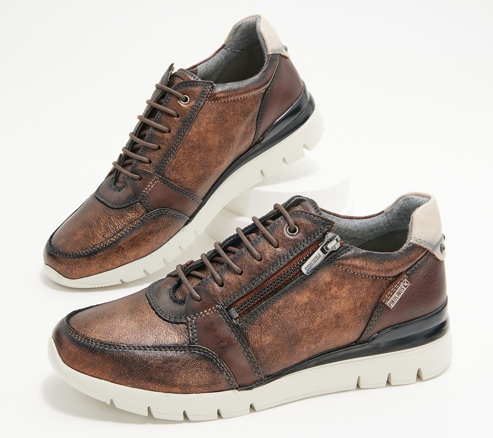 Relatief vandaag terras Pikolinos Leather Side-Zip Sneakers - Cantabria - QVC.com