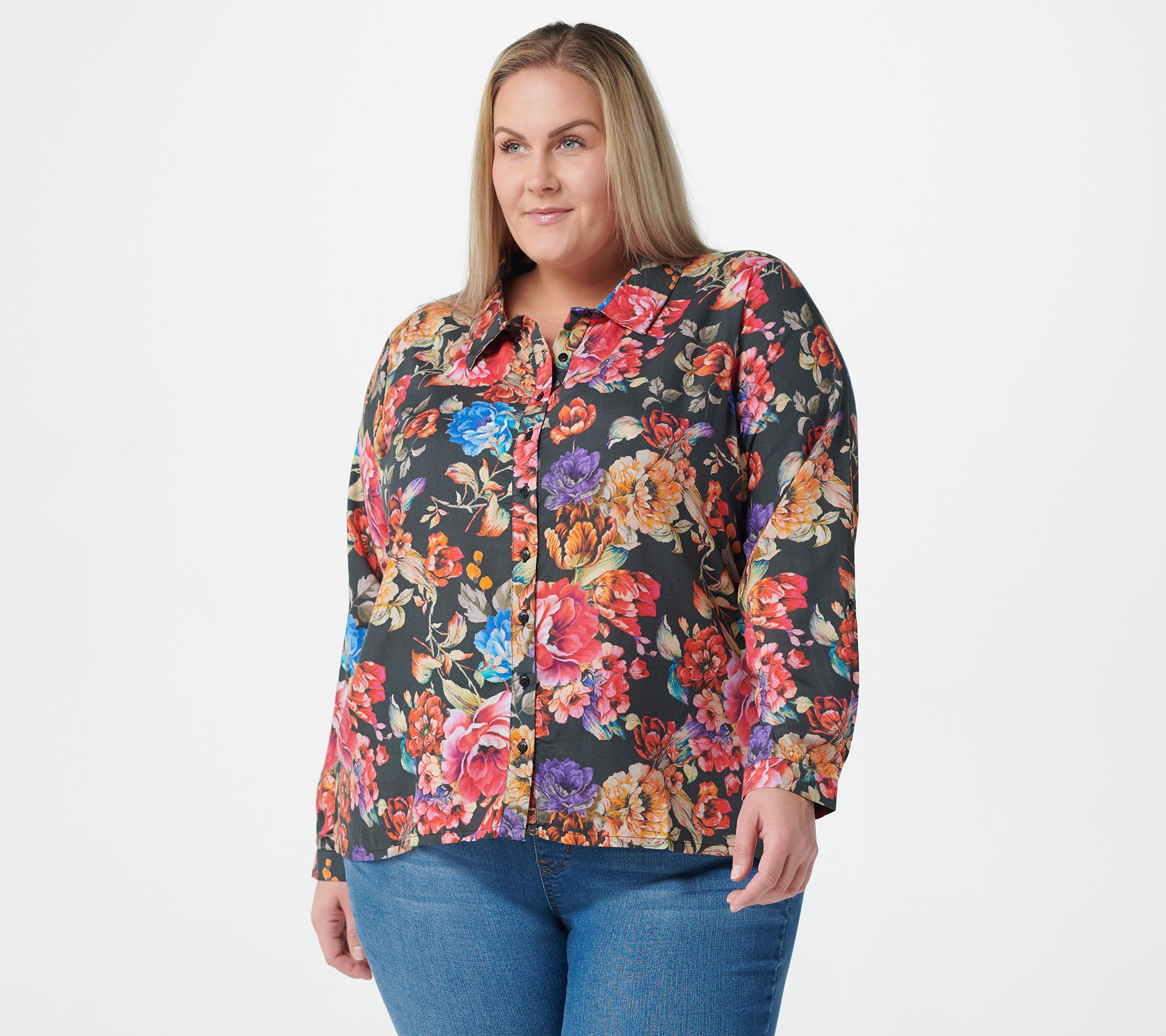 As Is Tolani Collection Button Front PrintedTop