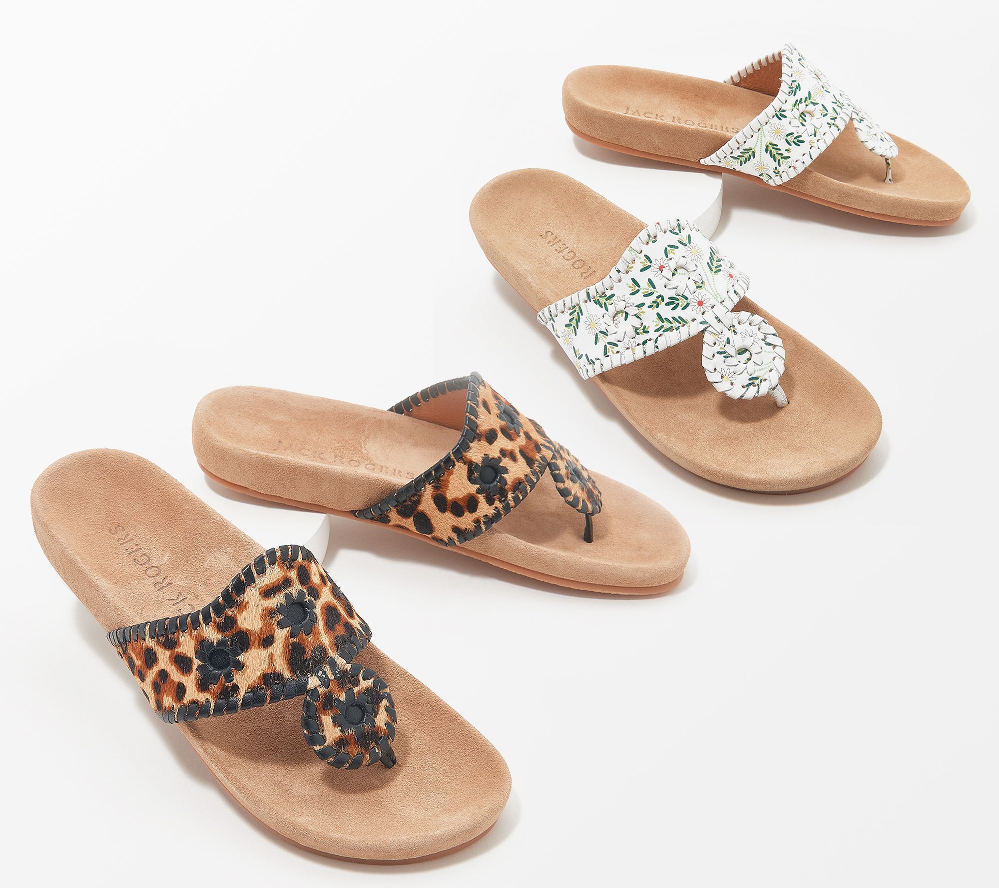 Jack Rogers Leather or Haircalf Comfort Jacks Sandals - QVC.com