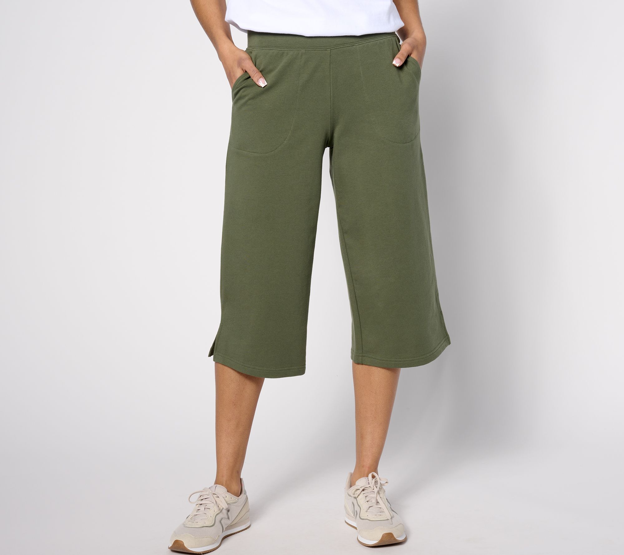 Denim & Co. French Terry Slim Leg Crop Pants - Petite XXS XS S or