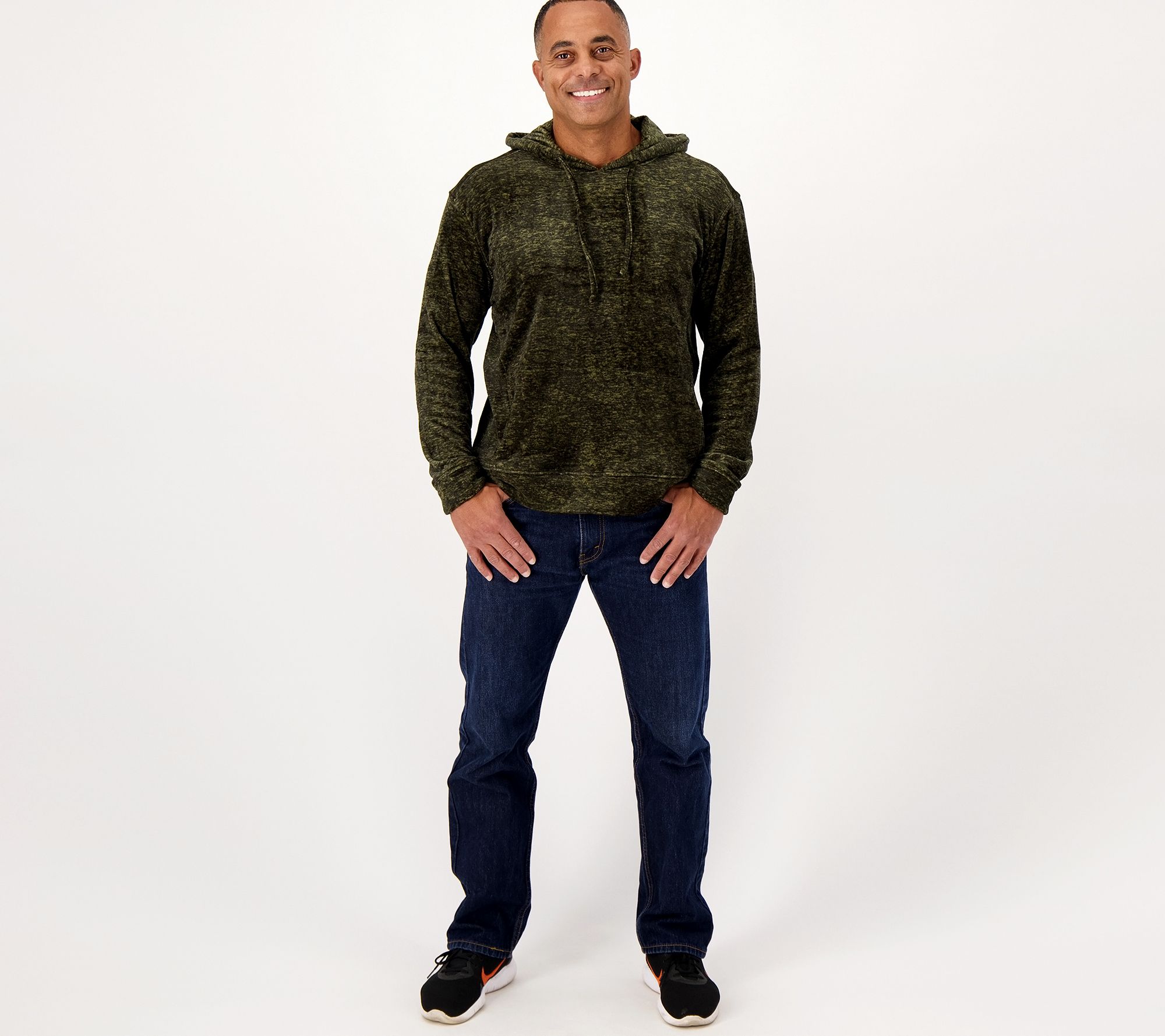 Cuddl Duds Men's Double Plush Velour Hooded Pullover