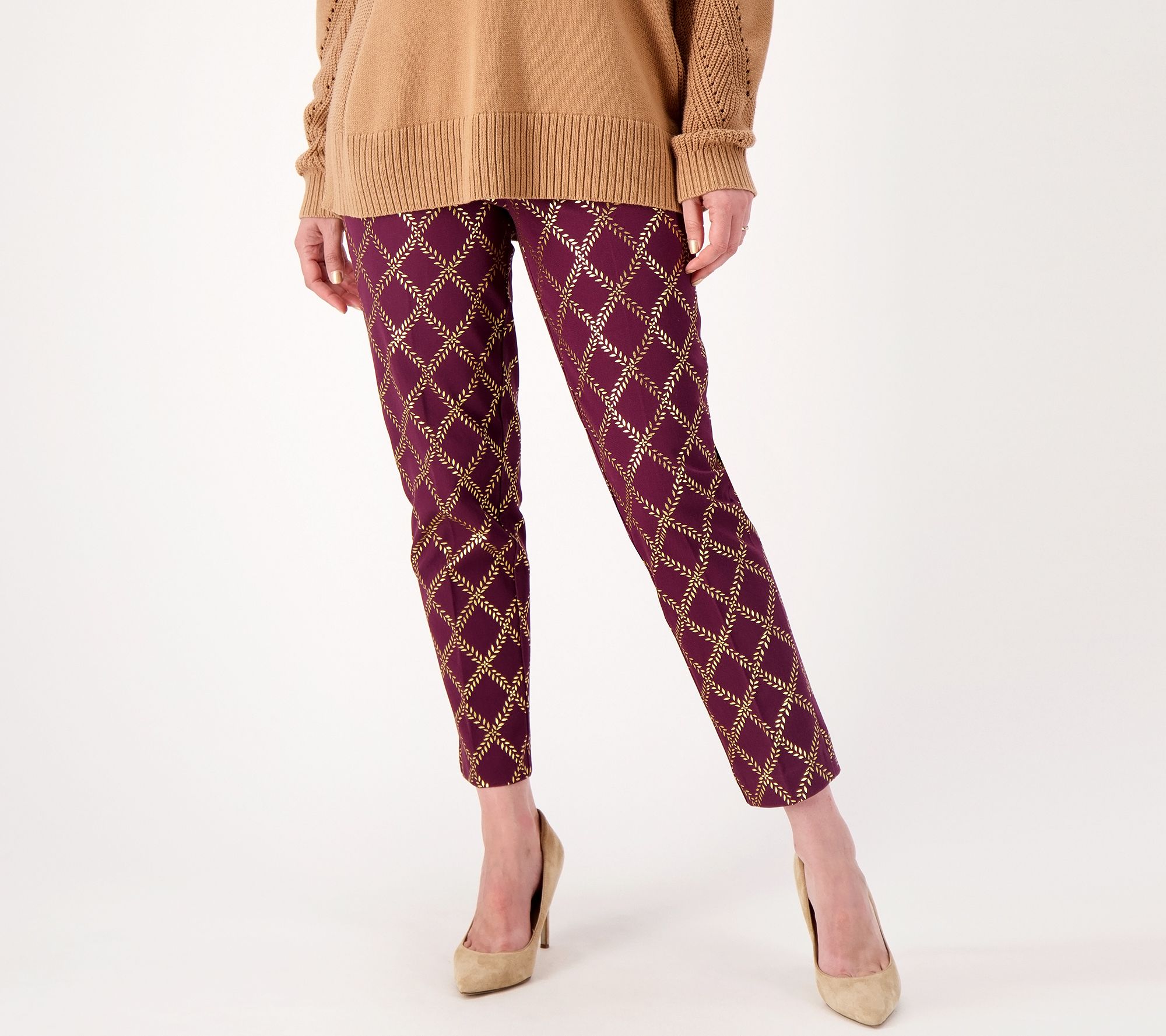 Isaac Mizrahi Live! Always Isaac Regular 24/7 Stretch Foil Pant