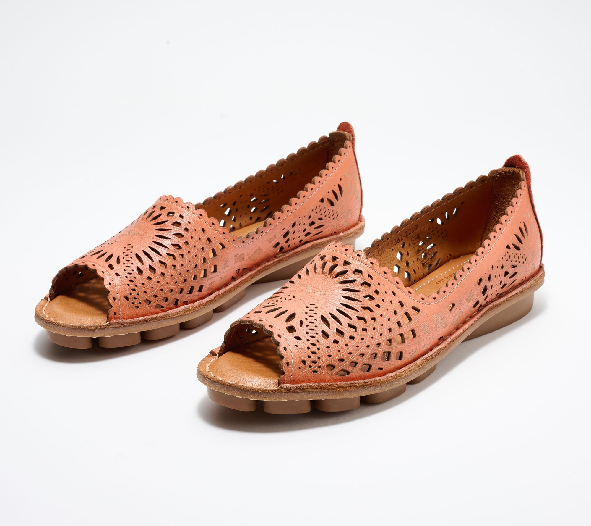 Spring Step Leather Peep-Toe Sandals - Brandal 