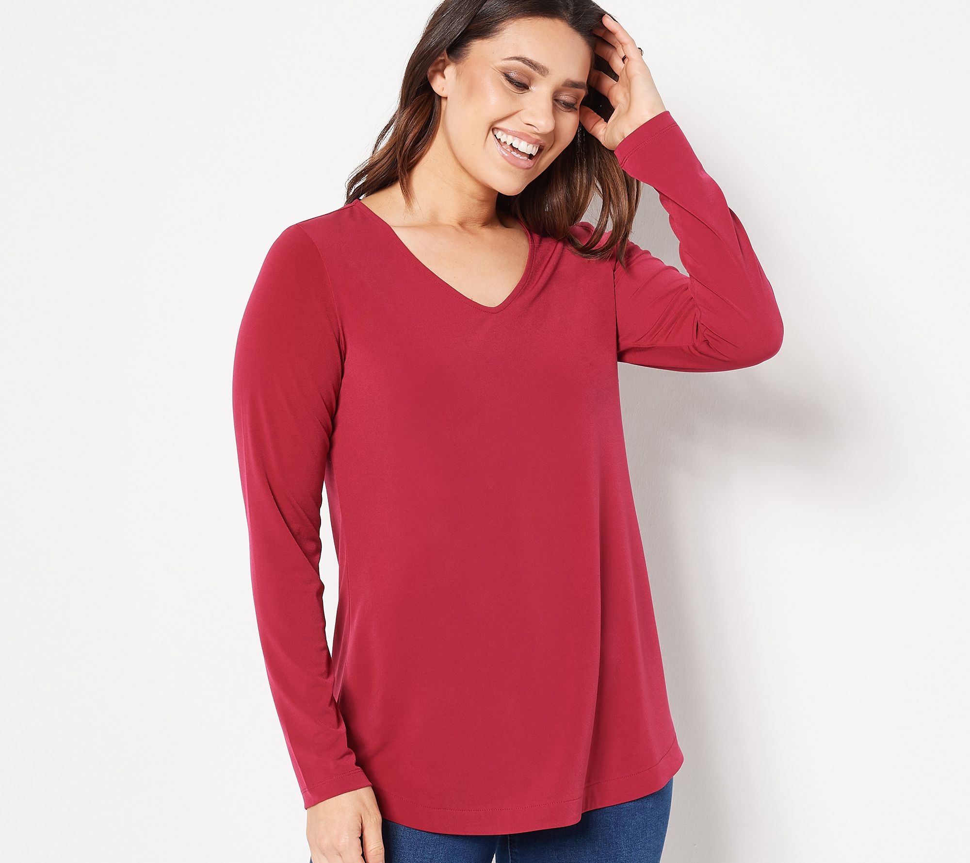 "As Is" Susan Graver Modern Essentials Petite Liquid Knit Tunic