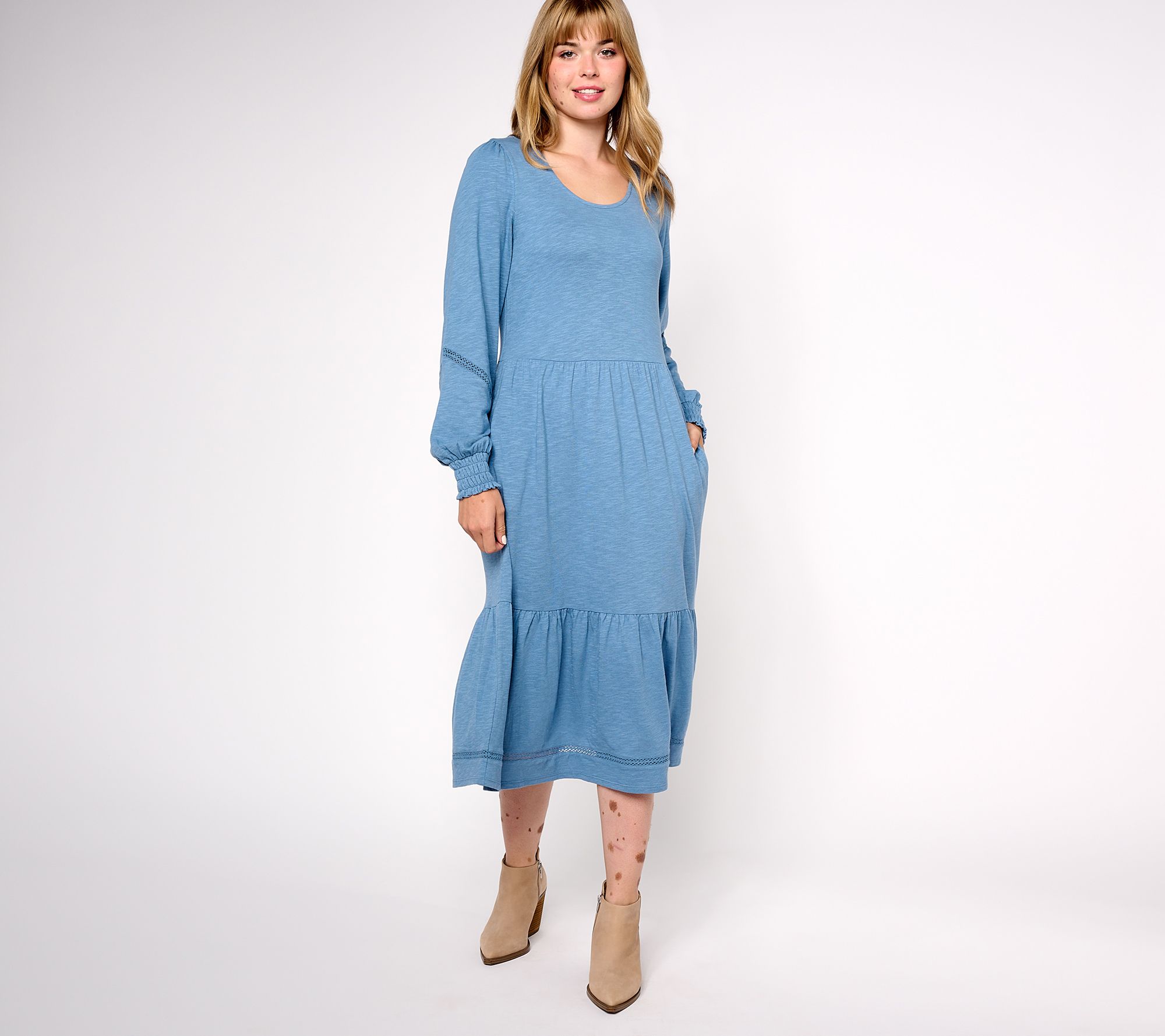 Denim & Co. Canyon Retreat Petite Easy Midi Boot Dress