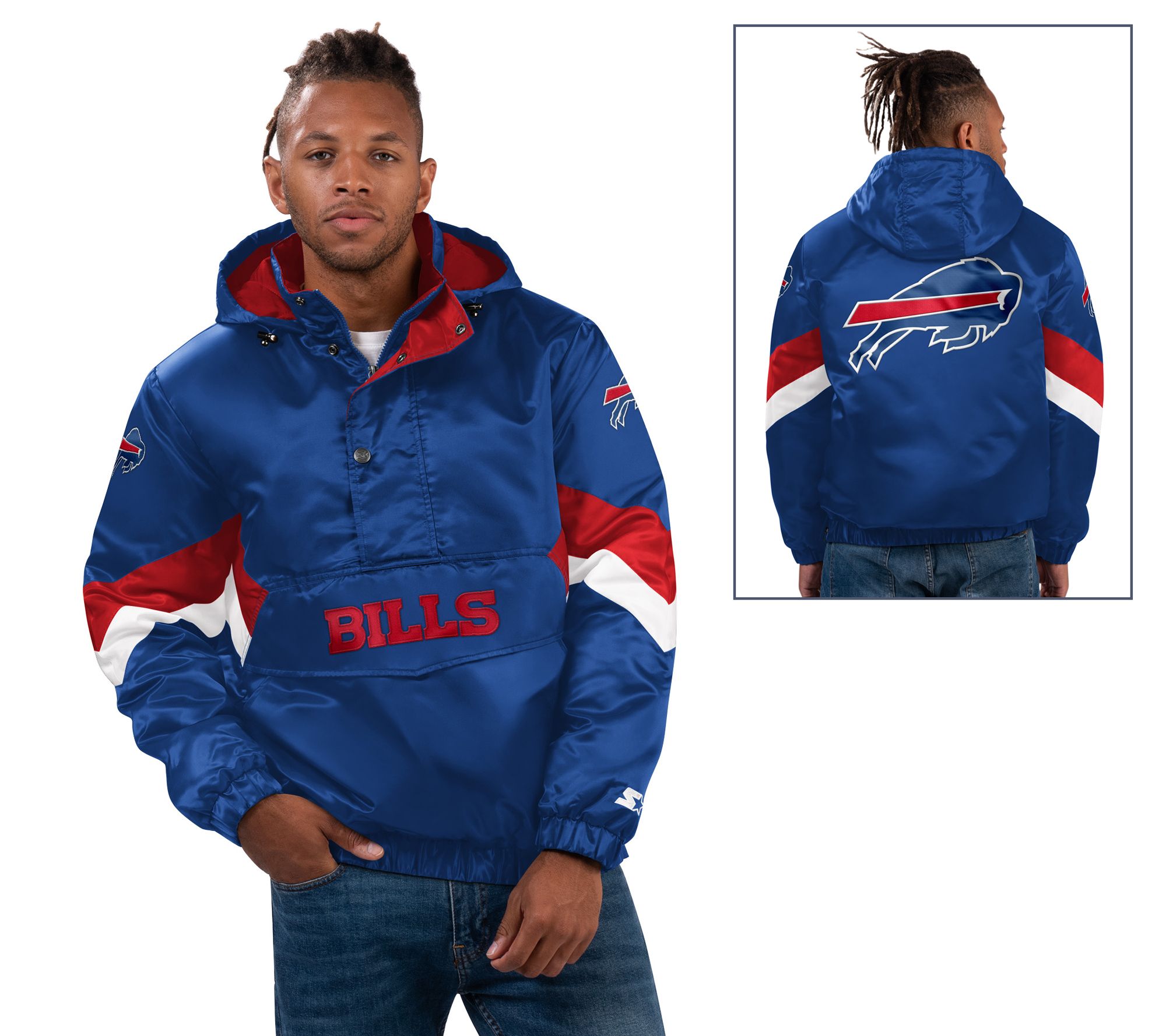 Men's Starter Royal/Red Buffalo Bills Winning Team Full-Zip Hoodie