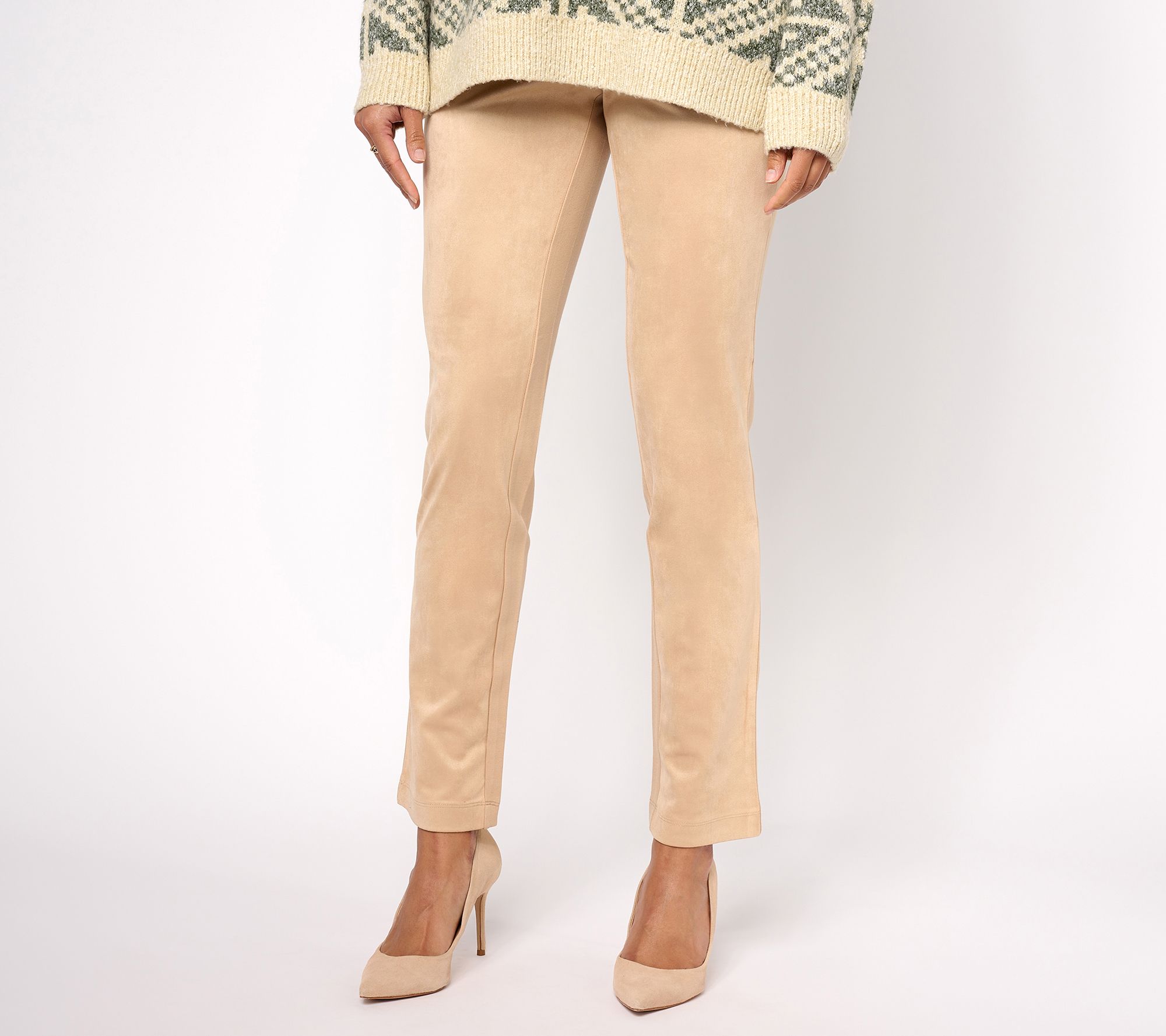 Belle by Kim Gravel Regular Faux Suede Ponte Back Pant