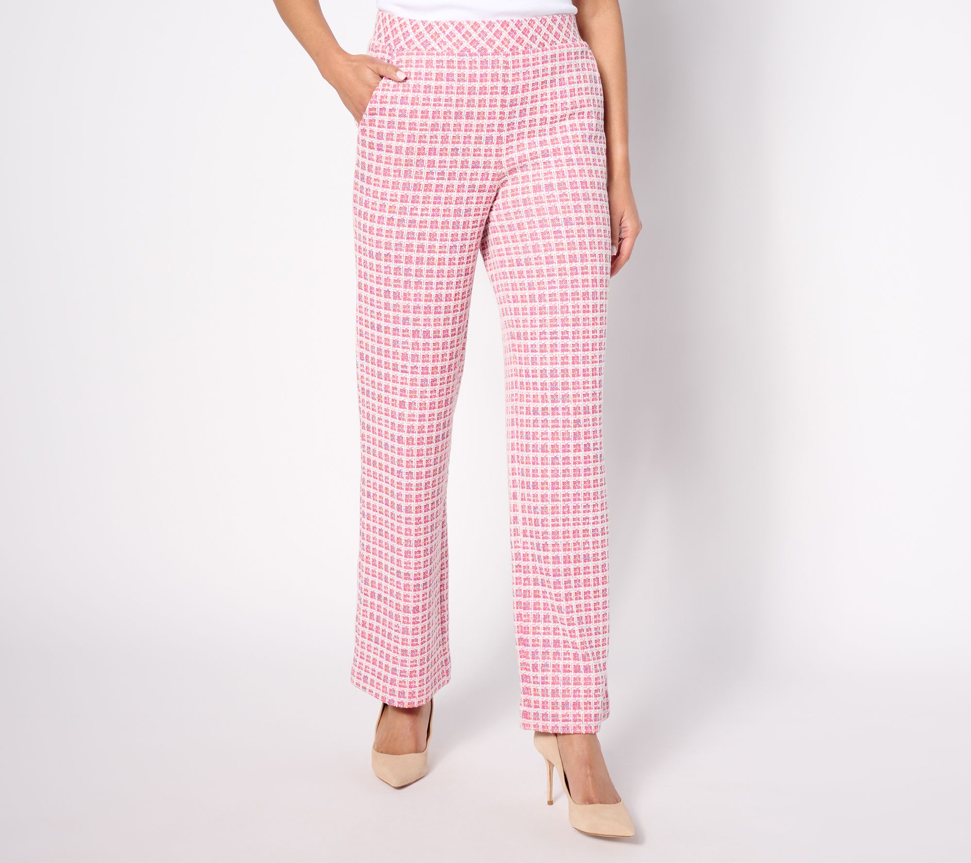 Isaac Mizrahi Live! Regular Chenille Yarn Knit Tweed Full Length Pants