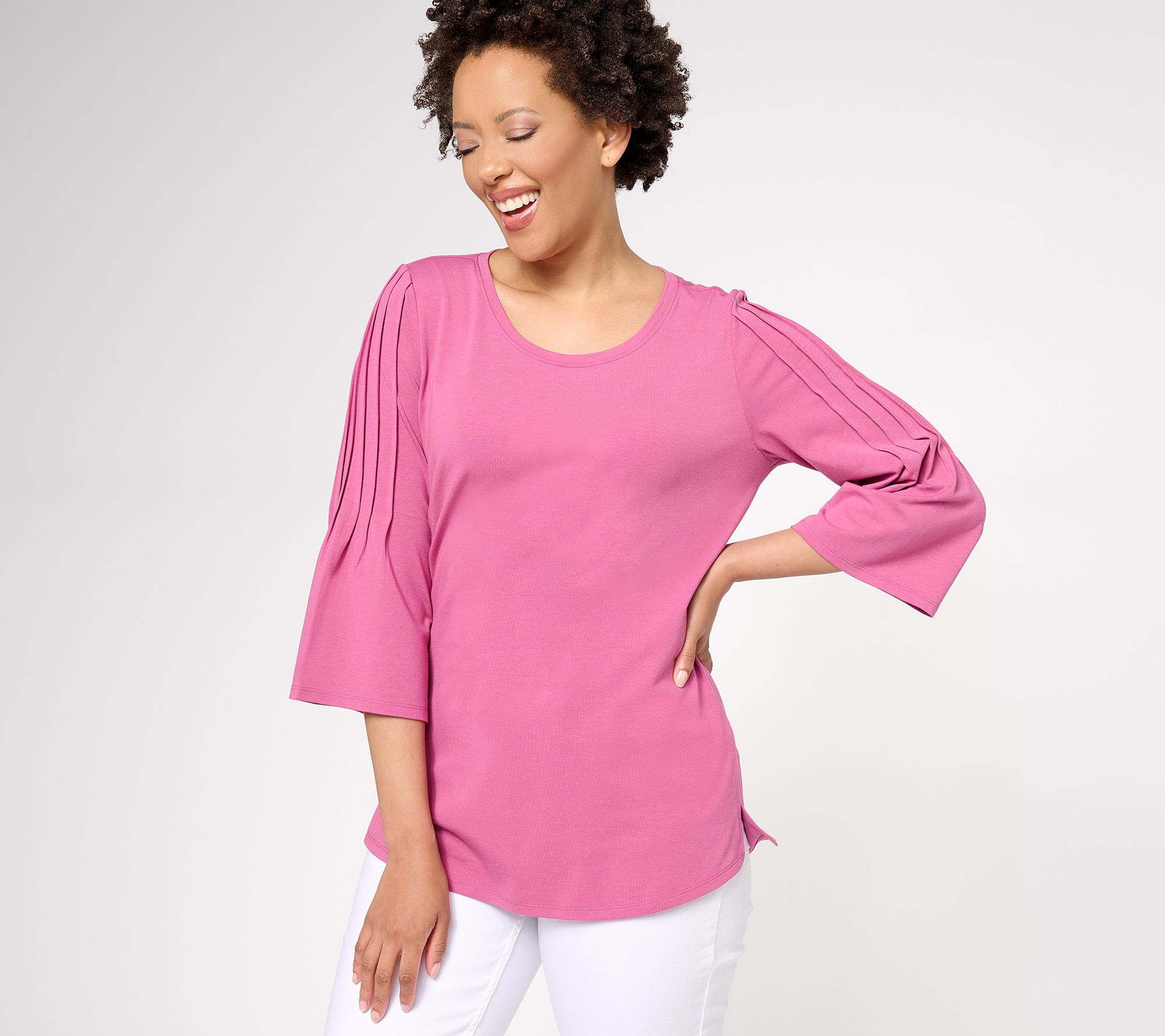 "As Is" Belle by Kim Gravel TripleLuxe Knit Pleat Sleeve Top