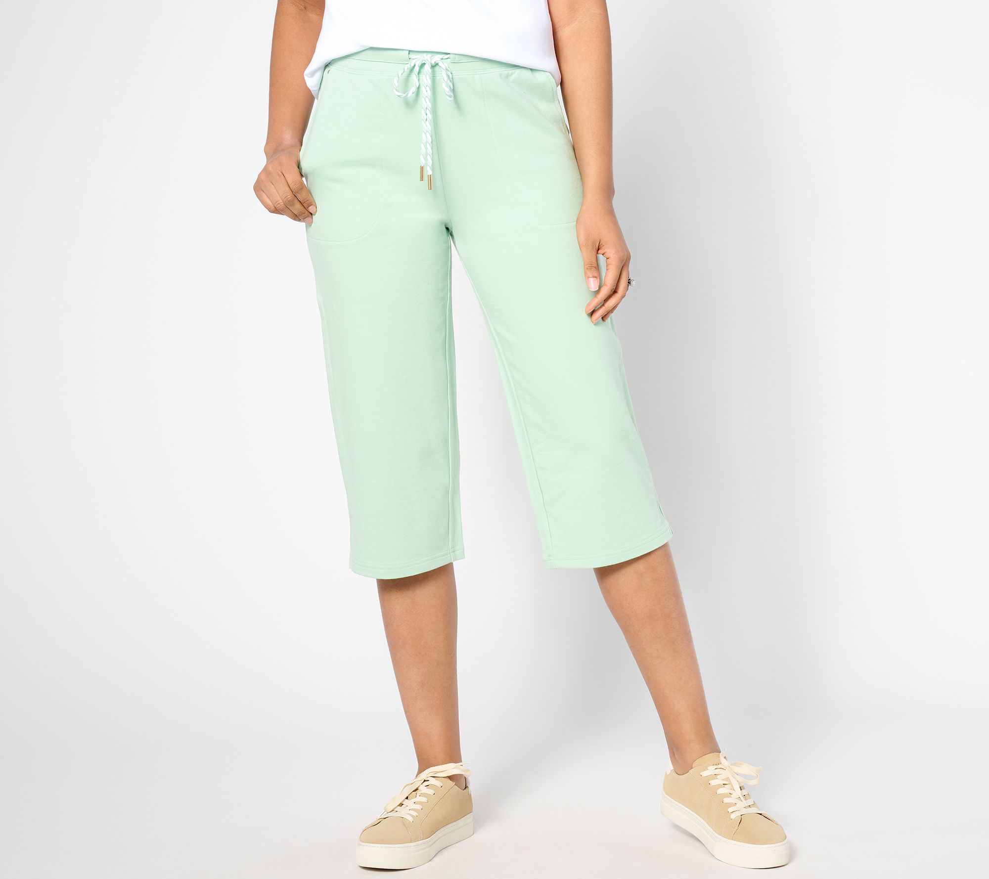 Capri cotton-terry straight-leg pants