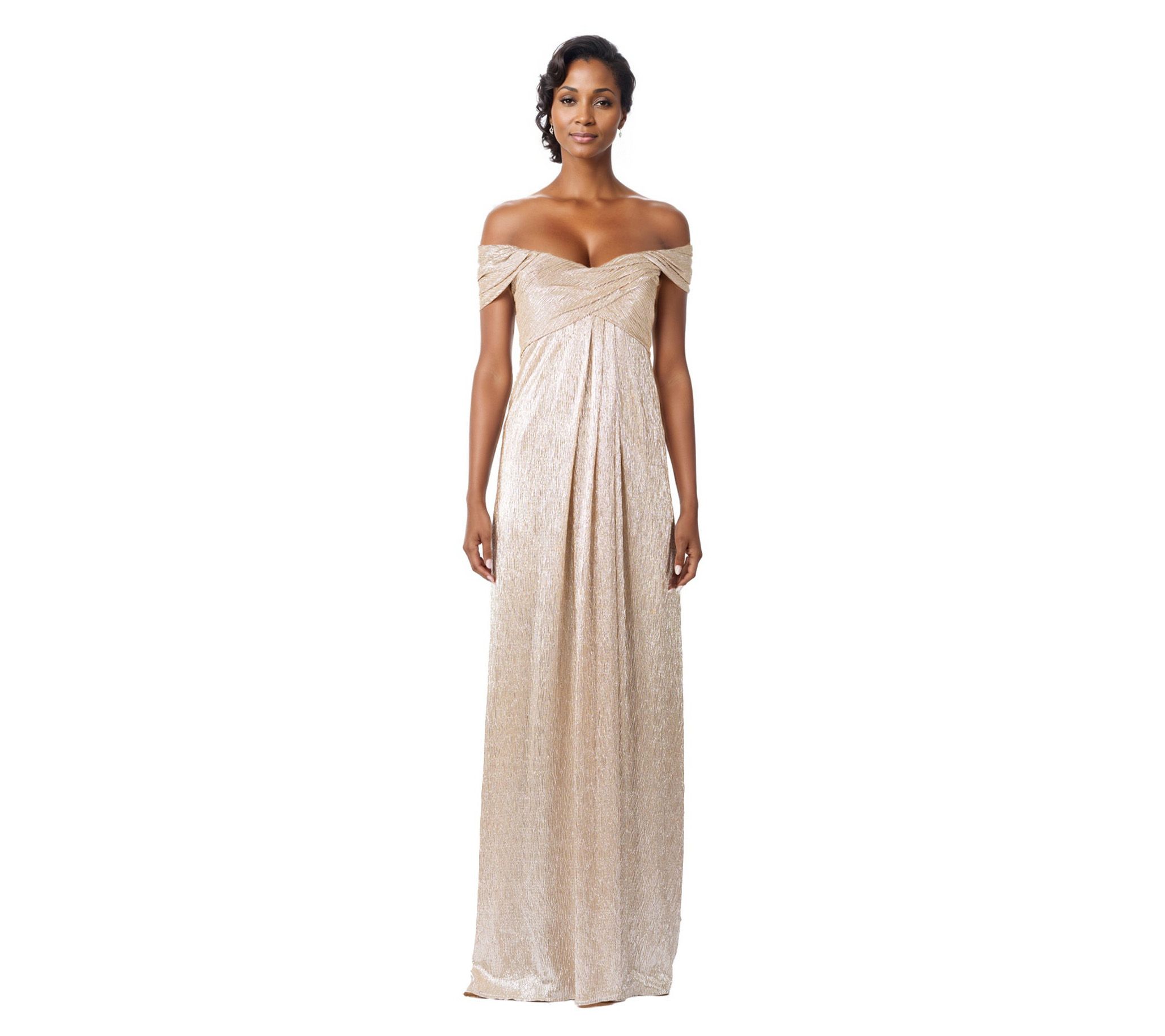 Rene Ruiz Collection Off The Shoulder DrapedStretch Gown
