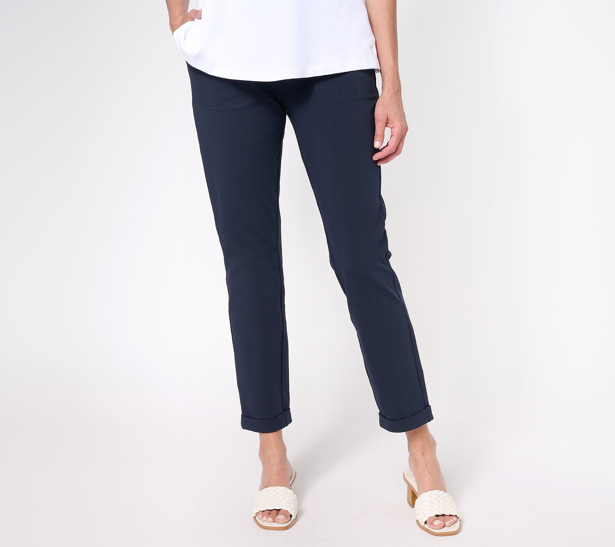 "As Is" Susan Graver Weekend Premium Stretch Petite Slim-Leg Ankle Pants