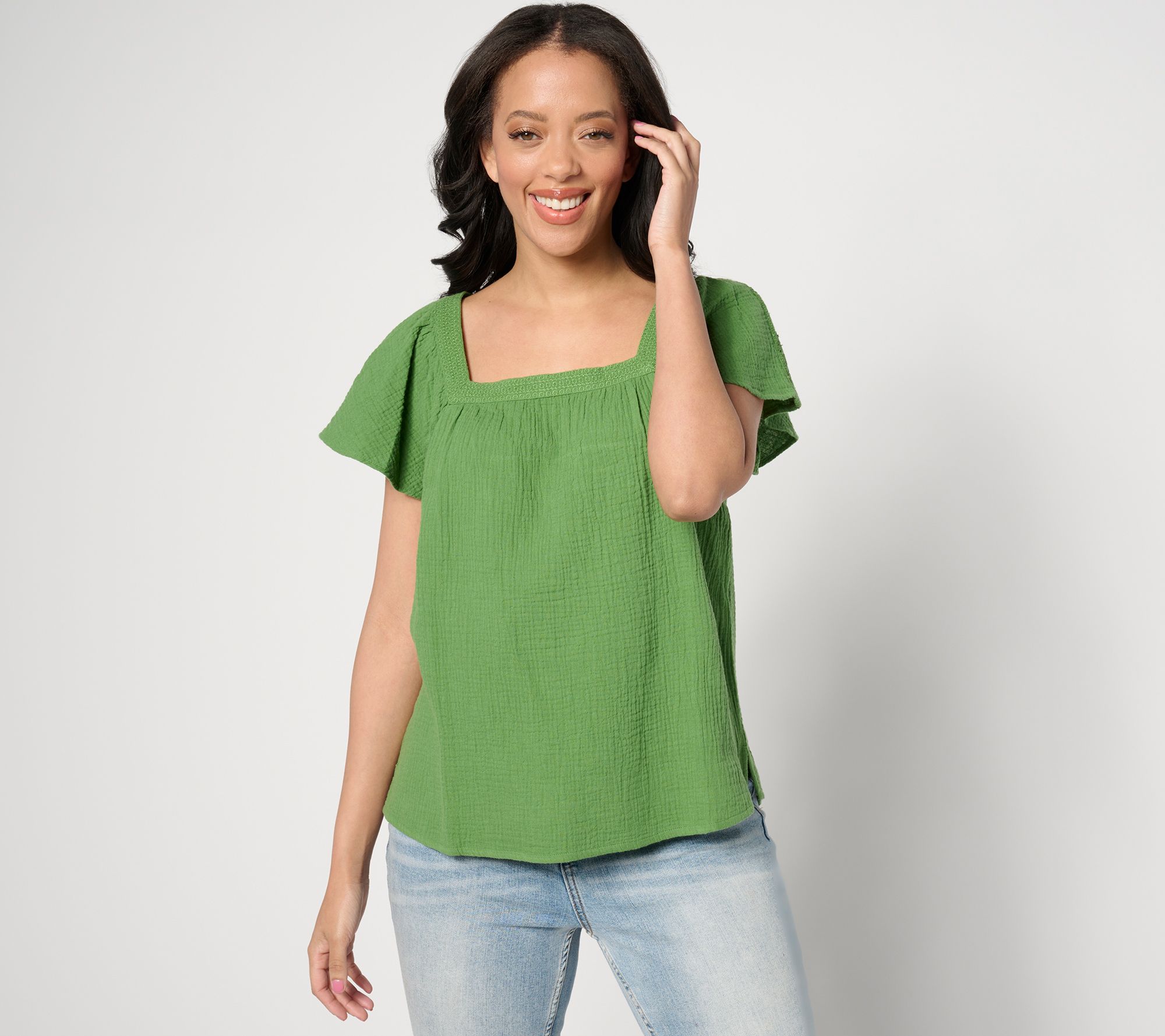 Denim & Co. Canyon Retreat Raglan Taping Detail Blouse