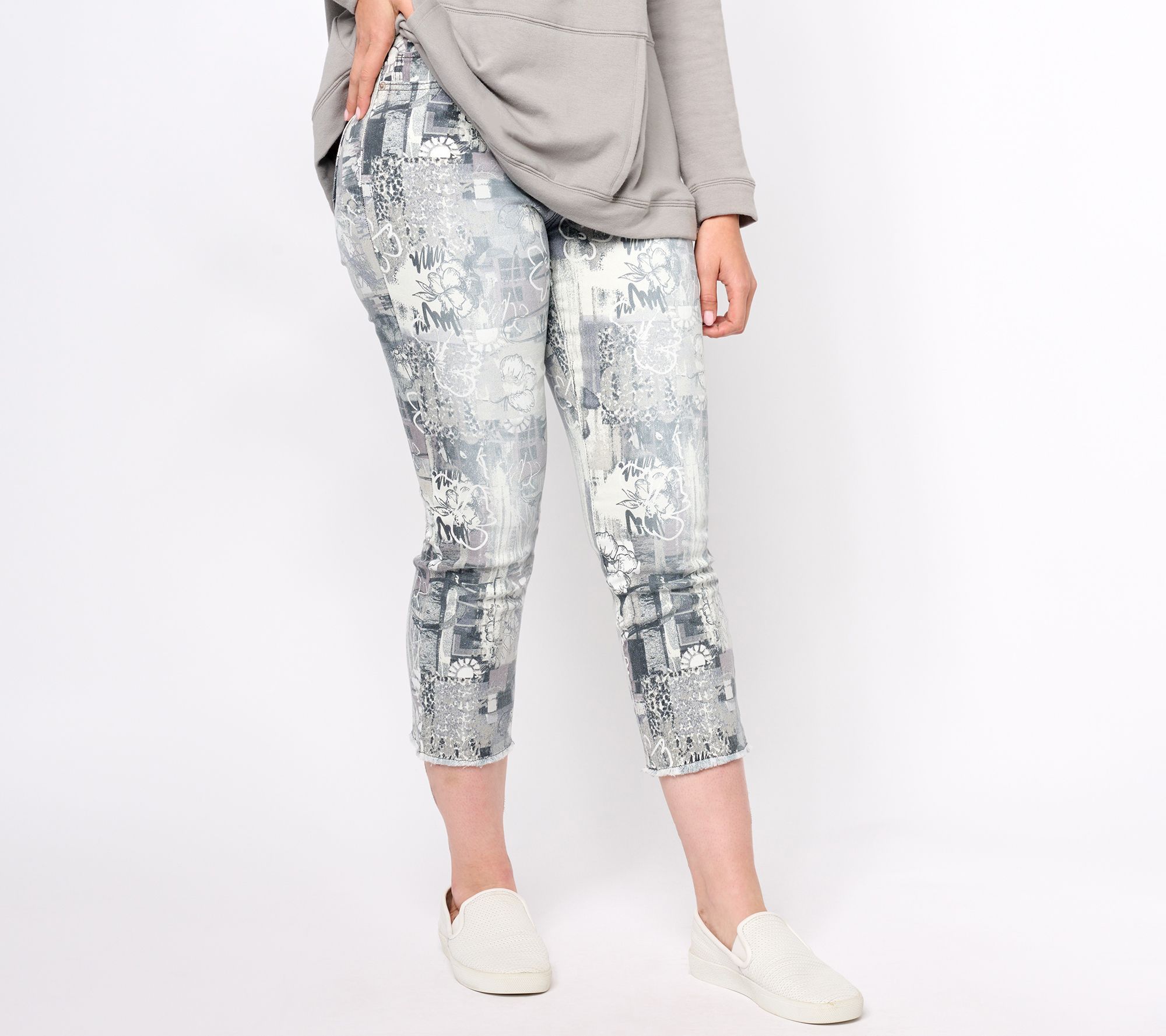 "As Is" LOGO by Lori Goldstein Petite Printed Cropped Jeans