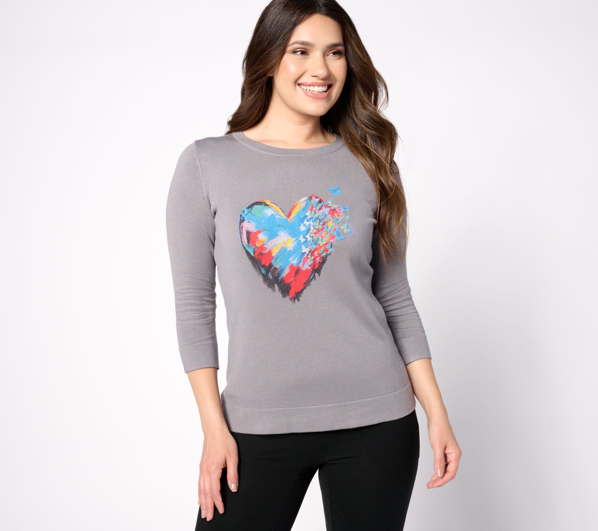 As Is Attitudes By Renee Printed Statement Sweater Qvc Com