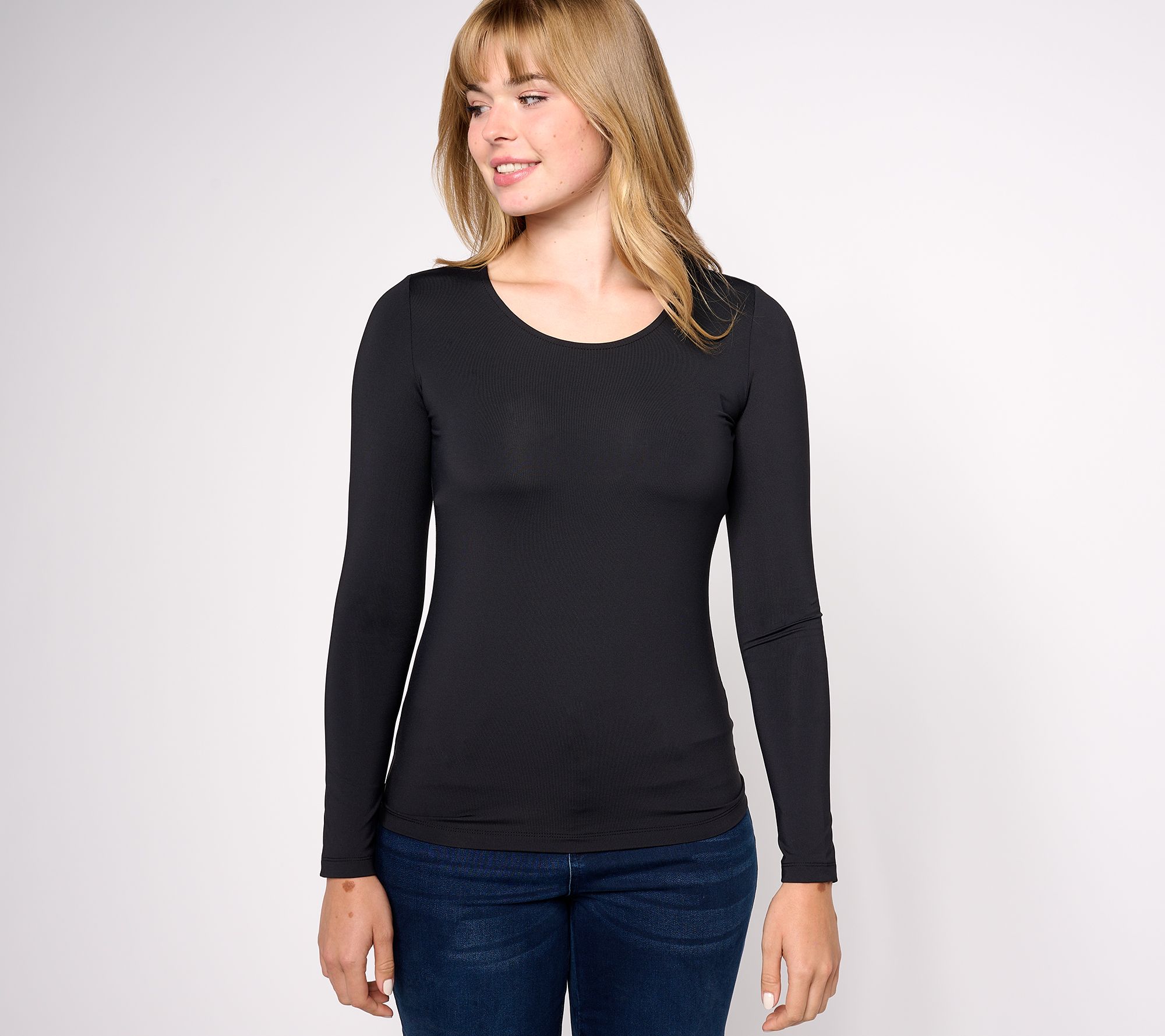 "As Is" Susan Graver Smoothing Jersey Ballet Neck Top