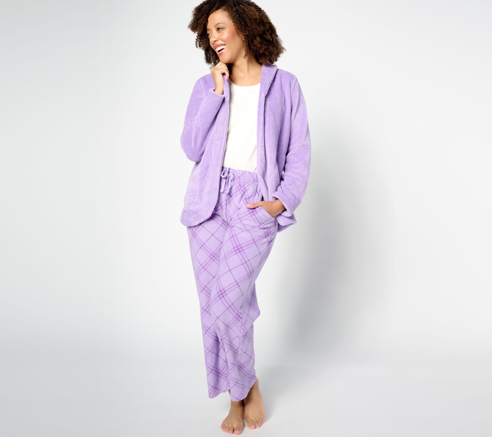 "As Is" MUK LUKS Dimple Plush Topper & Straight Leg Lounge Pant