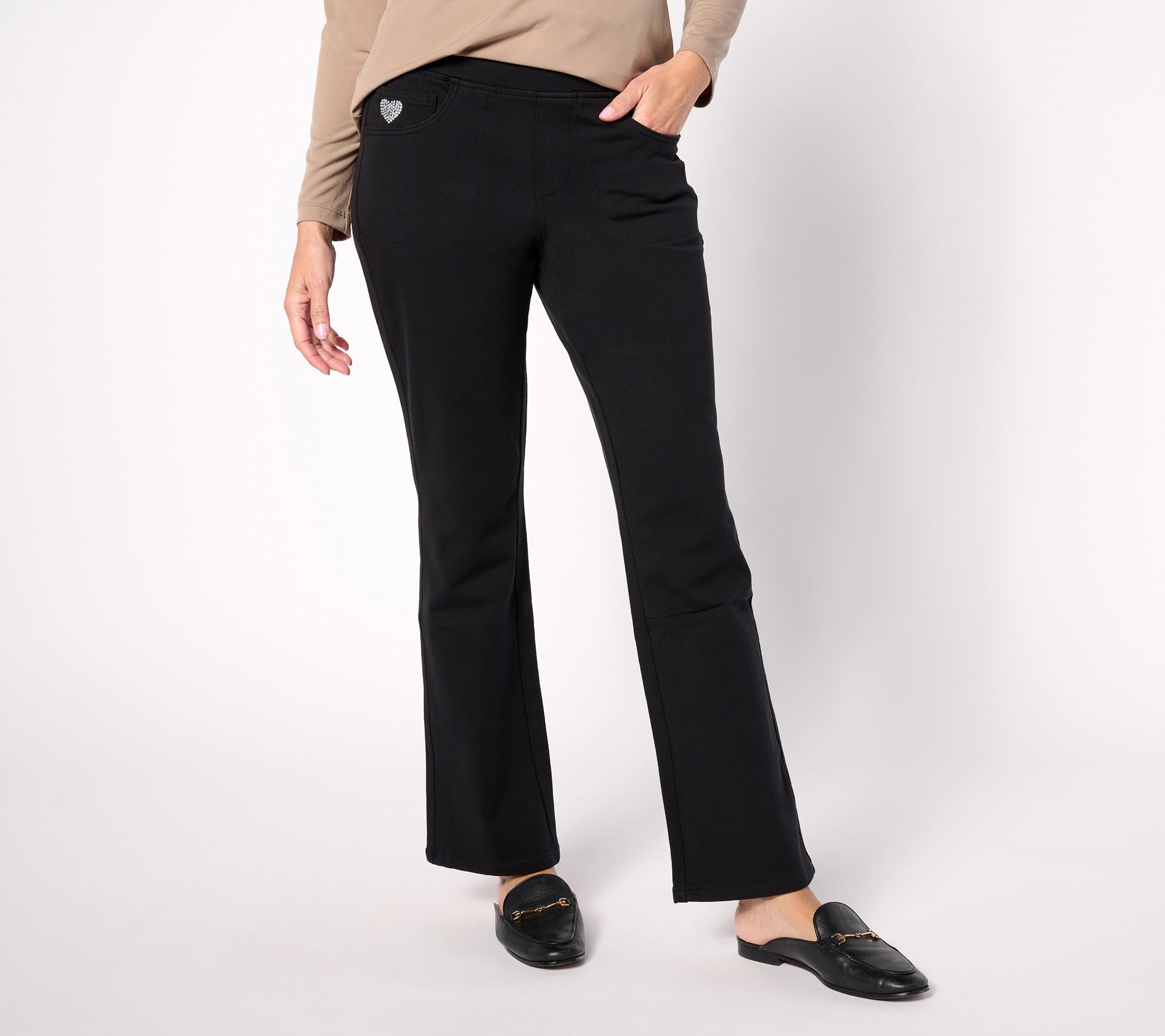 "As Is" Quacker Factory Short DreamJeannes Flat Waistband Bootcut Jeans