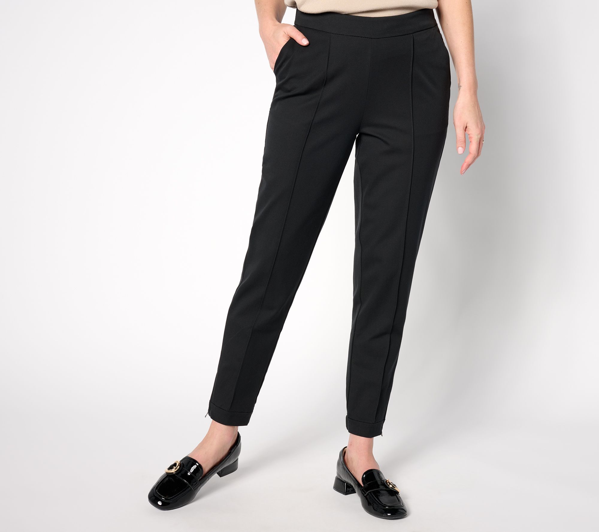 "As Is" Isaac Mizrahi Live! Petite 24/7 Stretch Pants with Pintuck