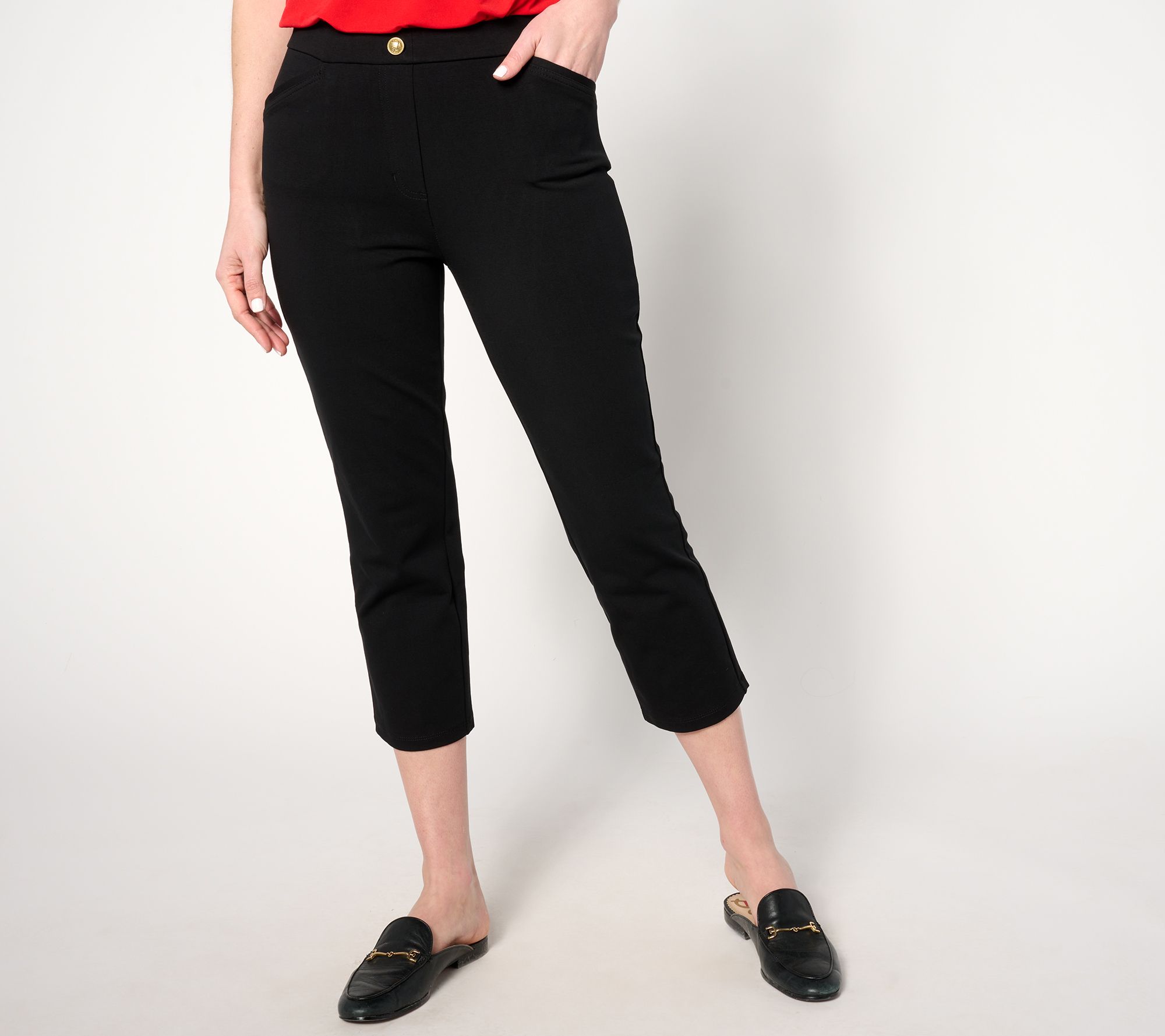"As Is" Susan Graver Regular Weekend Premium Stretch Slip Crop Pants