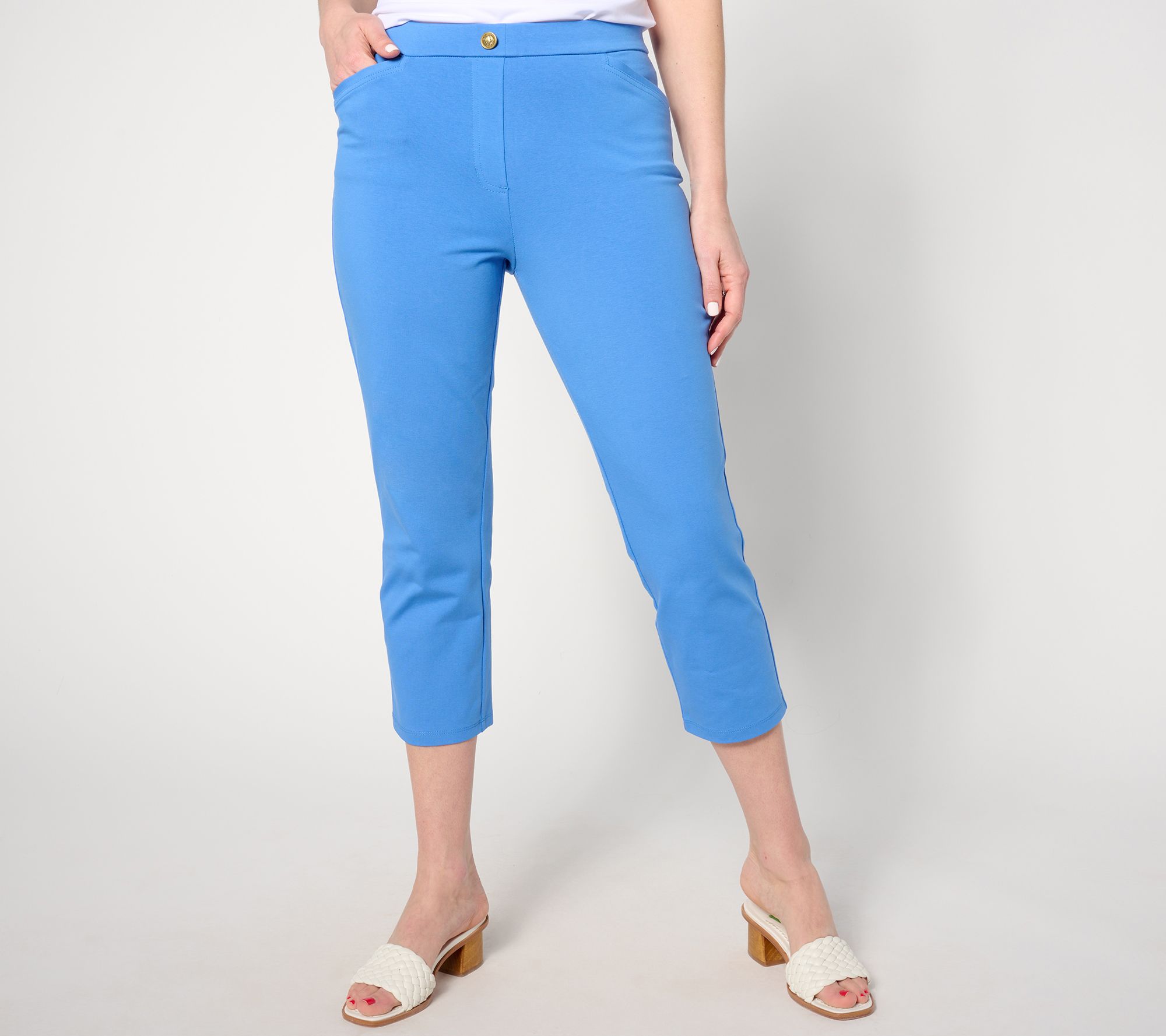 "As Is" Susan Graver Regular Weekend Premium Stretch Slip Crop Pants